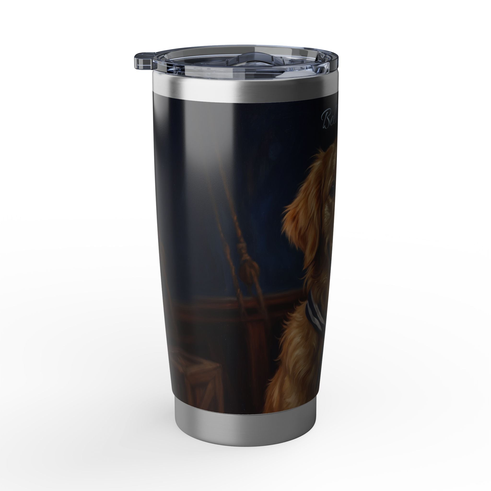 Golden Retriever Tumbler Personalized – 20 oz Stainless Steel Travel Mug with Custom Name, Nautical Sailor Design for Dog Mom