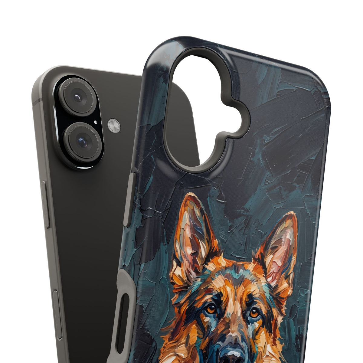 German Shepherd Phone Case | Palette Knife Painting Art — Tough Magnetic Case with Wireless Charging