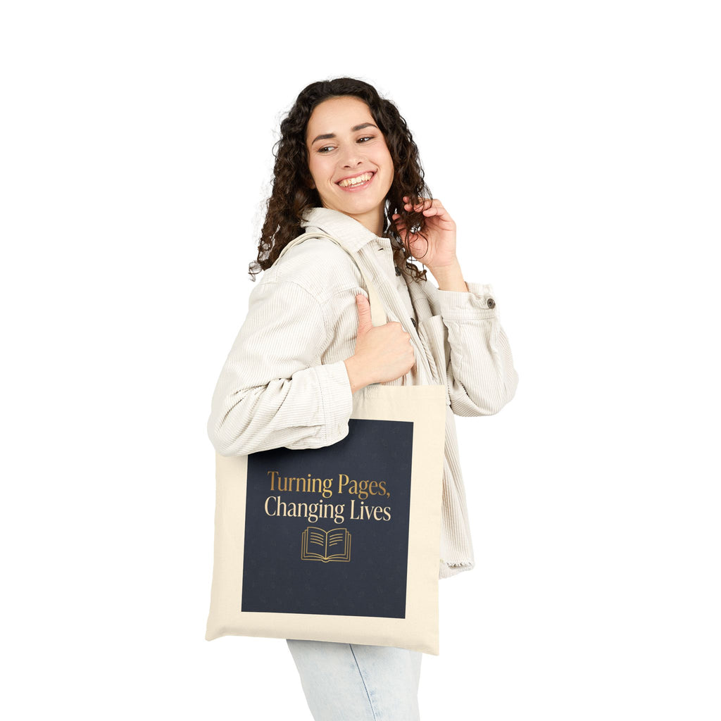 Turning Pages Changing Lives Tote Bag - Teacher Gift, Literacy Teacher, Educator Appreciation