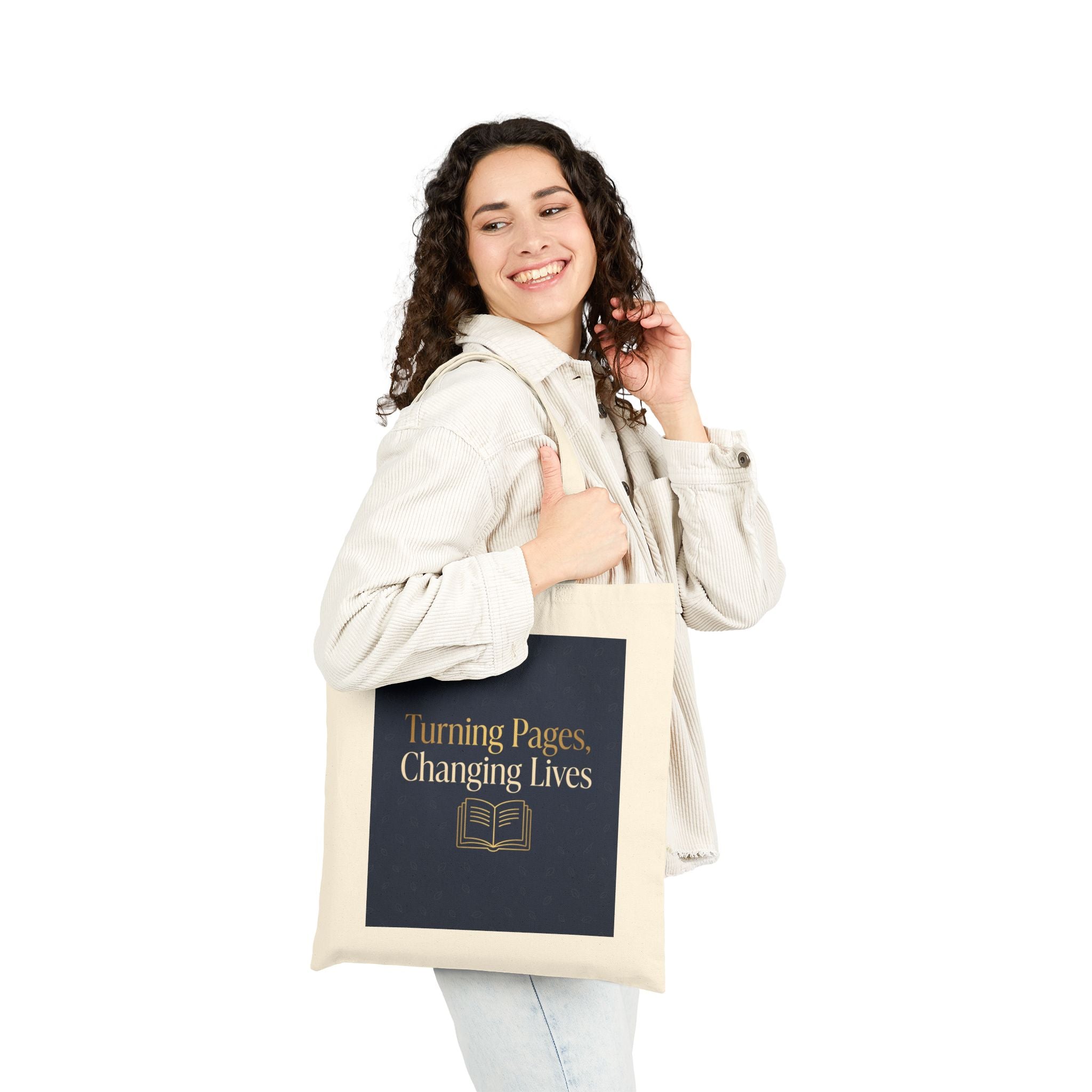 Turning Pages Changing Lives Tote Bag - Teacher Gift, Literacy Teacher, Educator Appreciation