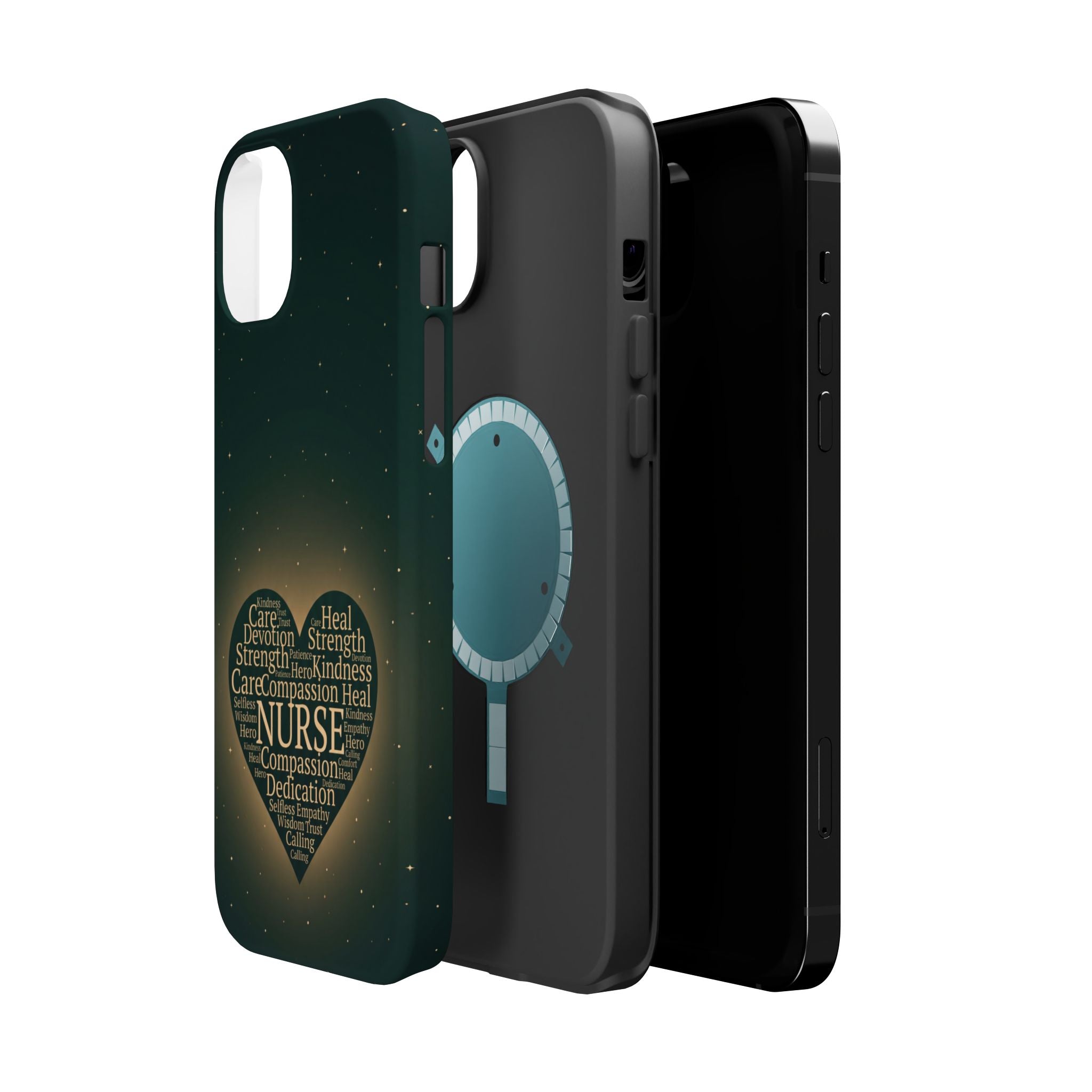 Nurse Heart Word and Art Phone Case — Impact-Resistant Wireless Charging Cover