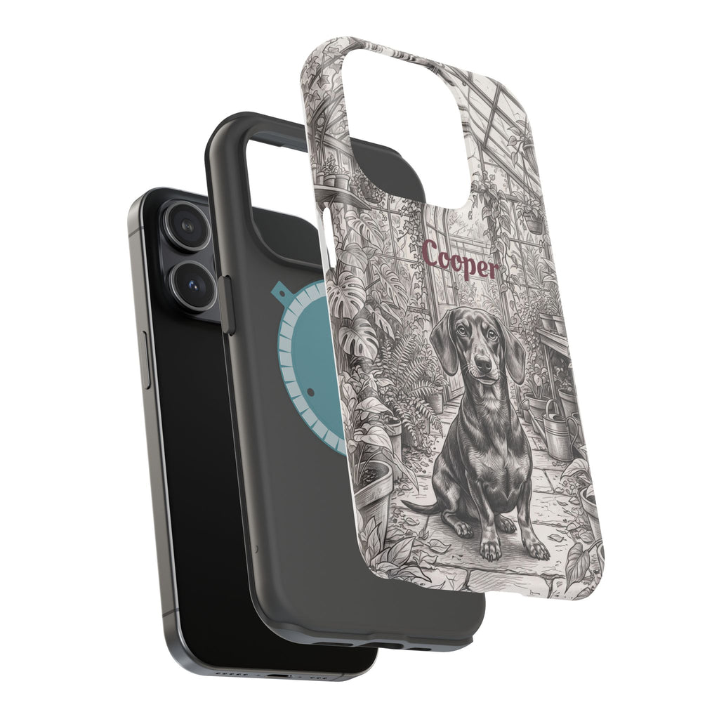 Personalized Dachshund Vintage Greenhouse Phone Case — Wireless Charging Cover