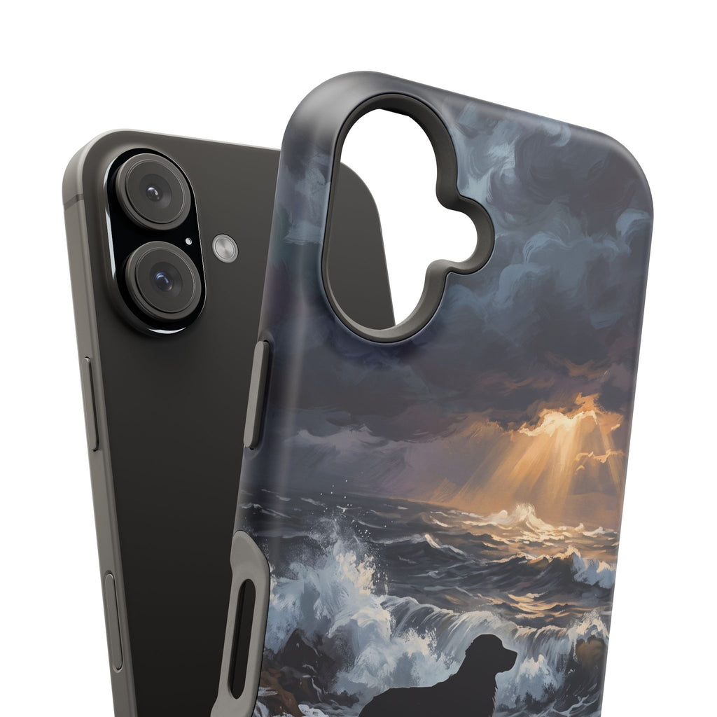 Personalized Golden Retriever Stormy Sea Phone Case — Wireless Charging Cover