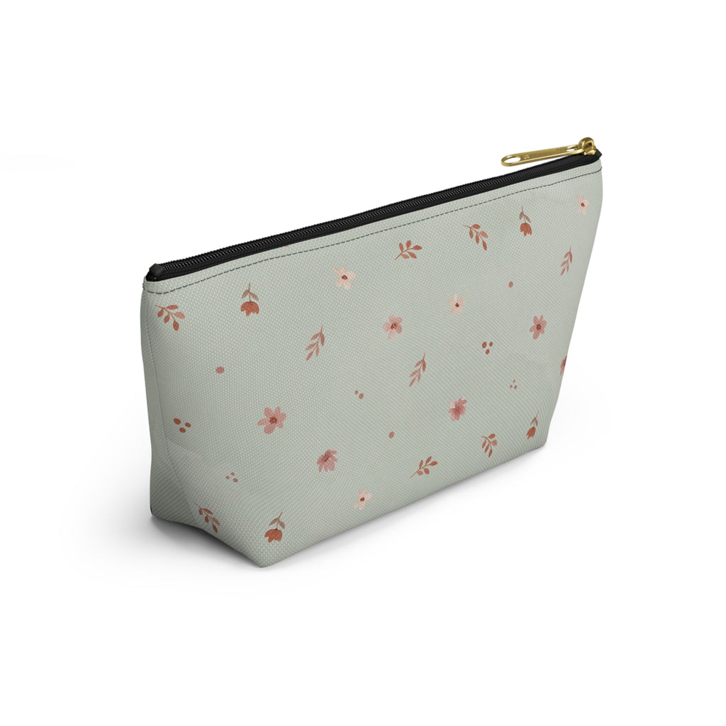Teacher Floral Watercolor Accessory Pouch — T-Bottom Zipper Bag