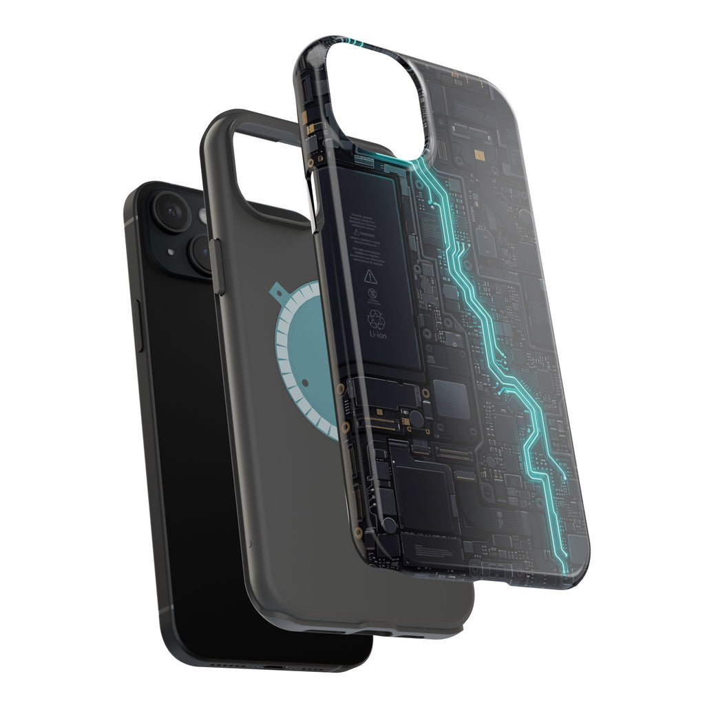 Cyan Bolt Electrician Phone Case — Electric Circuit Wireless Charging Cover