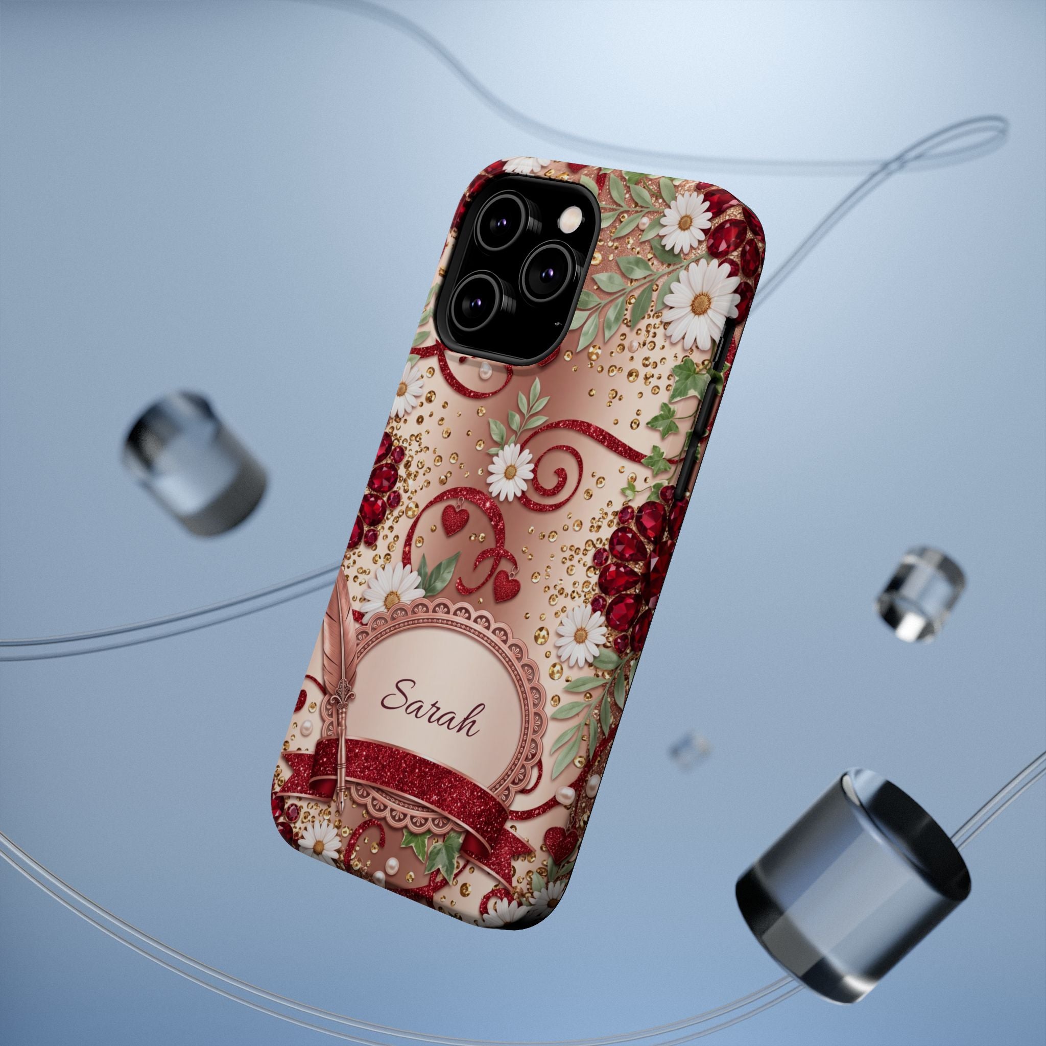 Personalized Vintage Floral Teacher Phone Case — Wireless Charging Cover