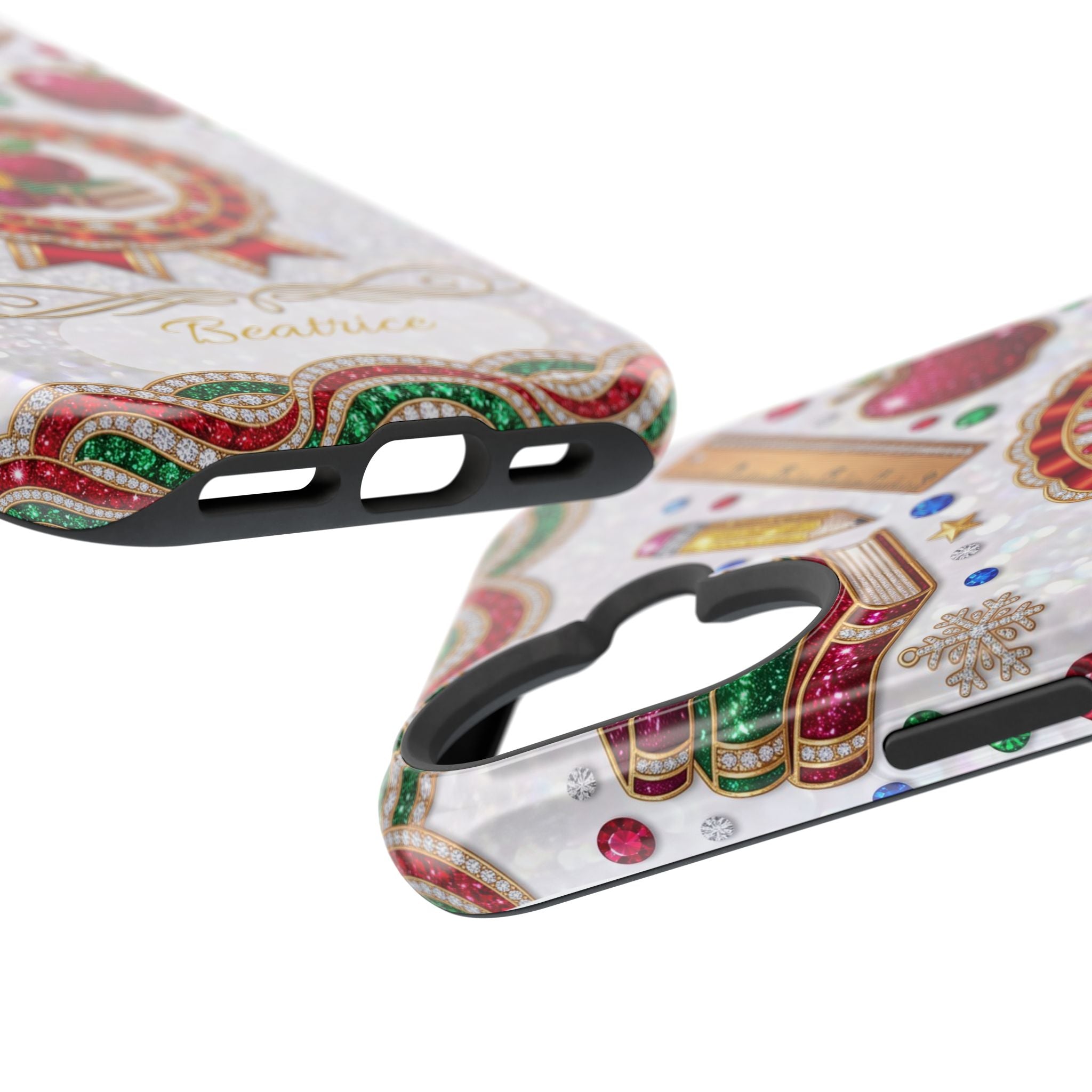 Jeweled Apple Medallion Personalized Teacher Phone Case — Wireless Charging Cover
