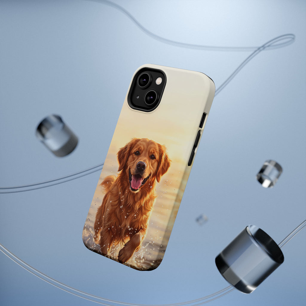 Beach Golden Retriever Phone Case — Impact-Resistant Wireless Charging Cover