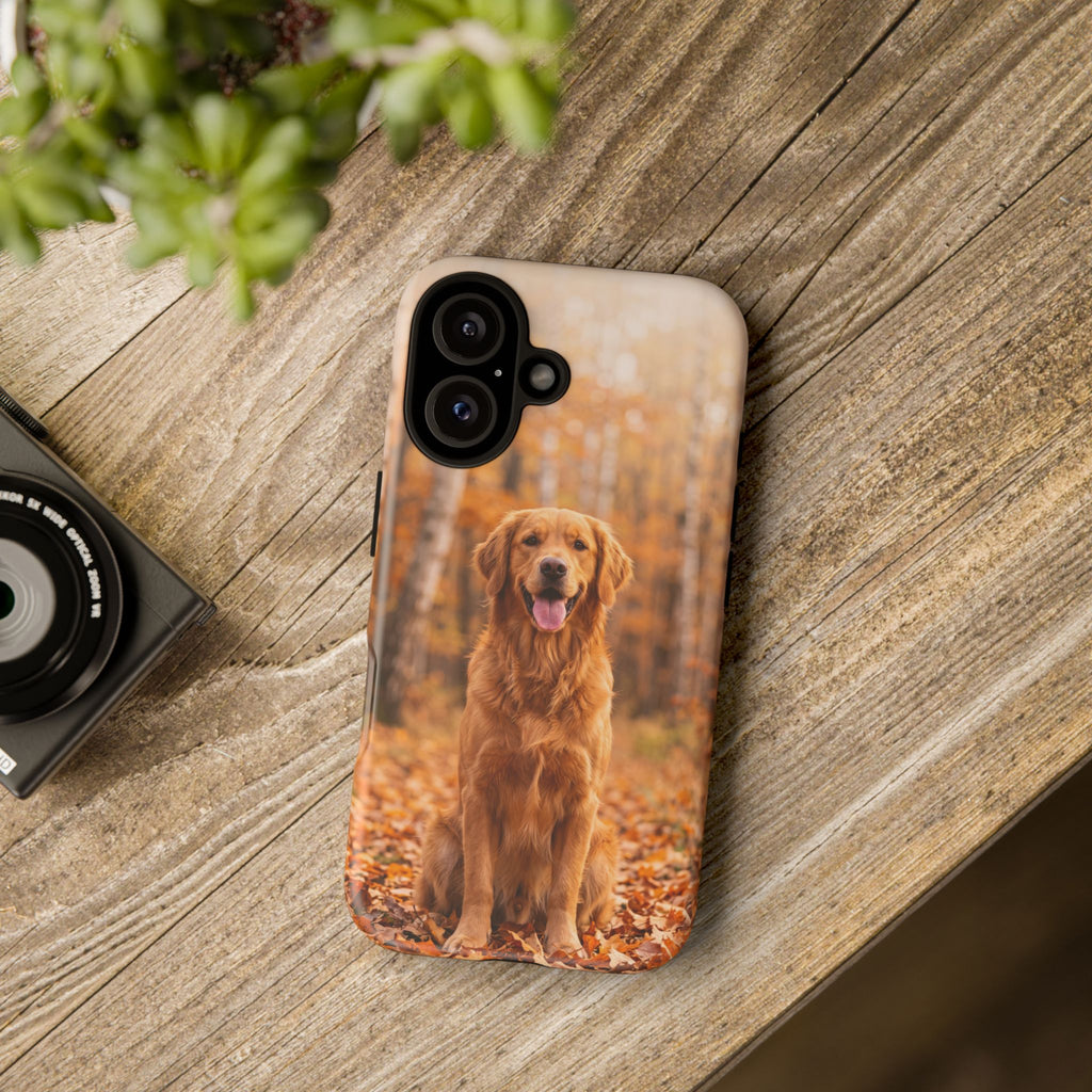 Golden Retriever Autumn Forest Phone Case | Happy Dog in Fall Foliage | Samsung & iPhone