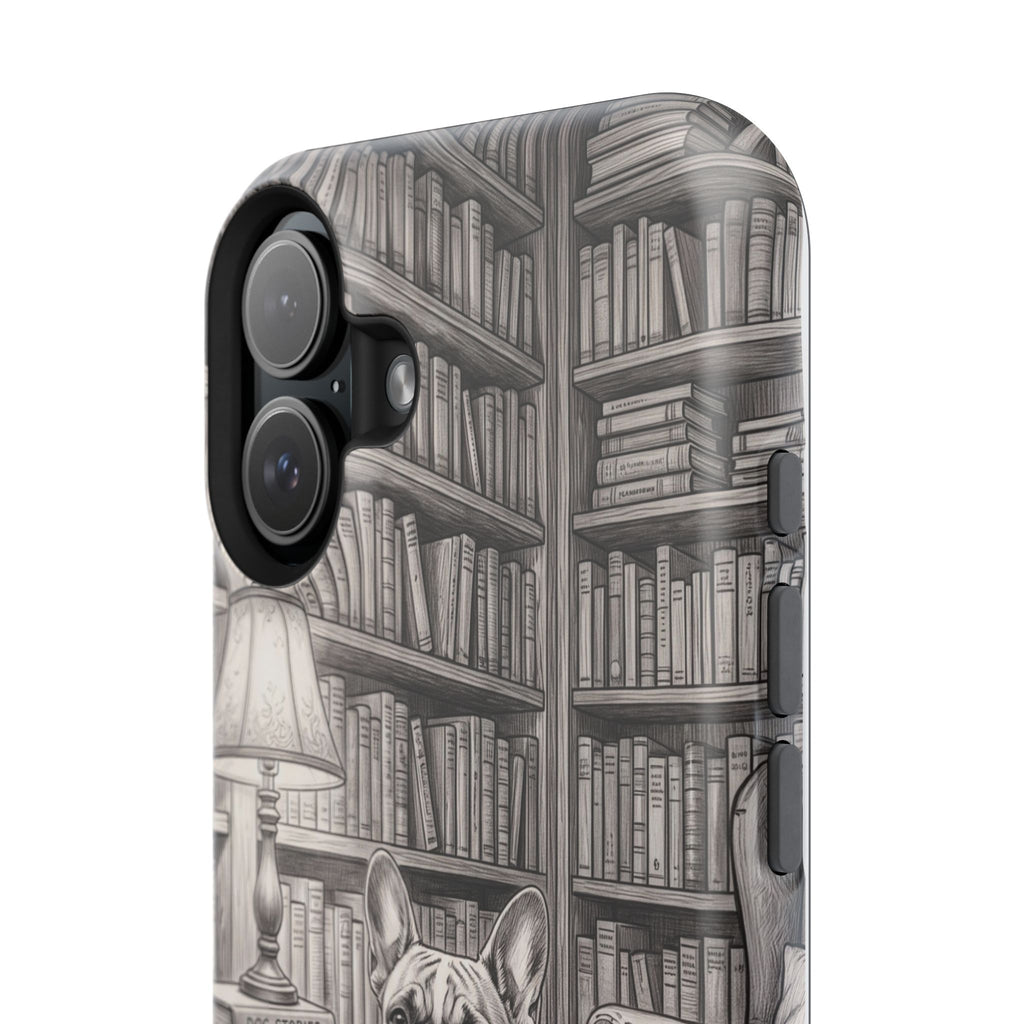 Personalized French Bulldog Library Study Phone Case — Wireless Charging Cover