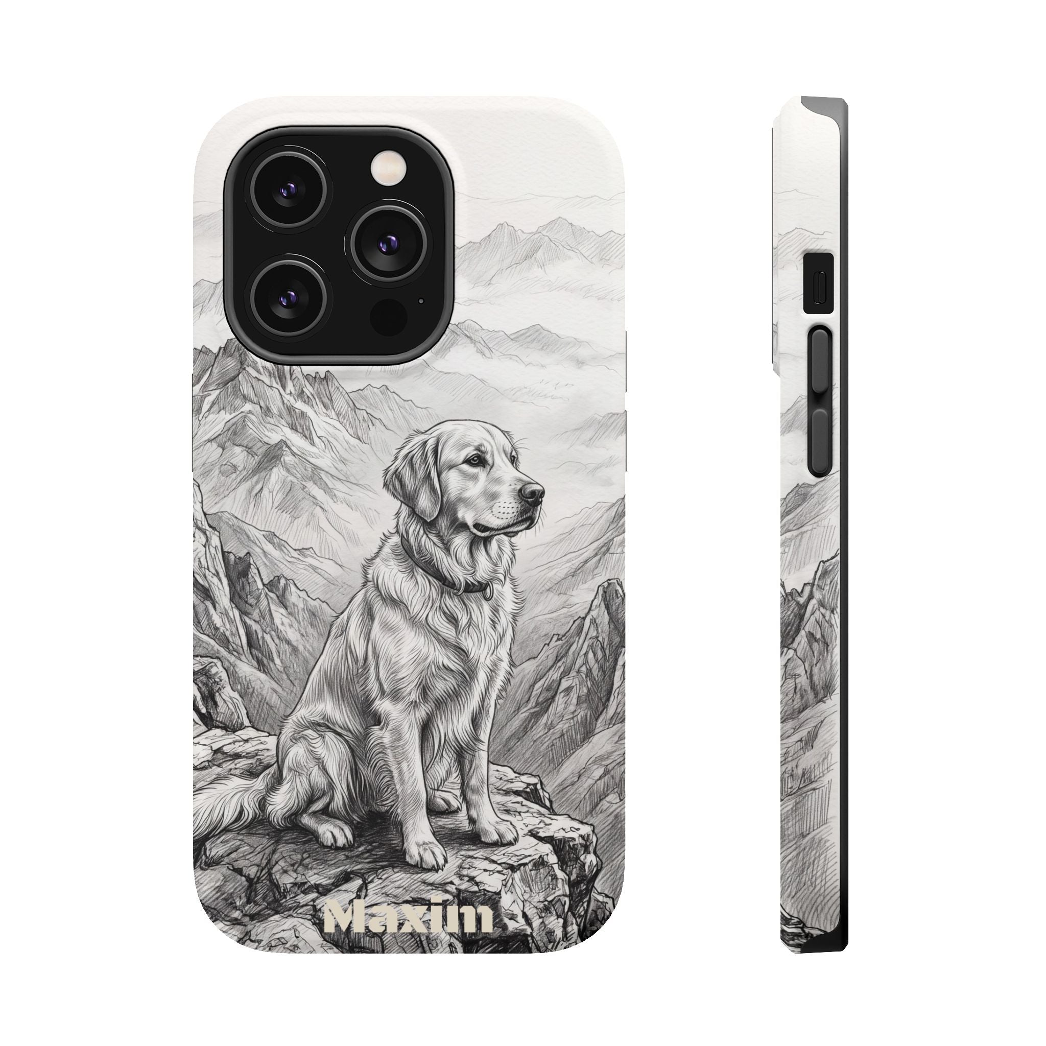 Personalized Golden Retriever Mountain Peak Phone Case — Wireless Charging Cover