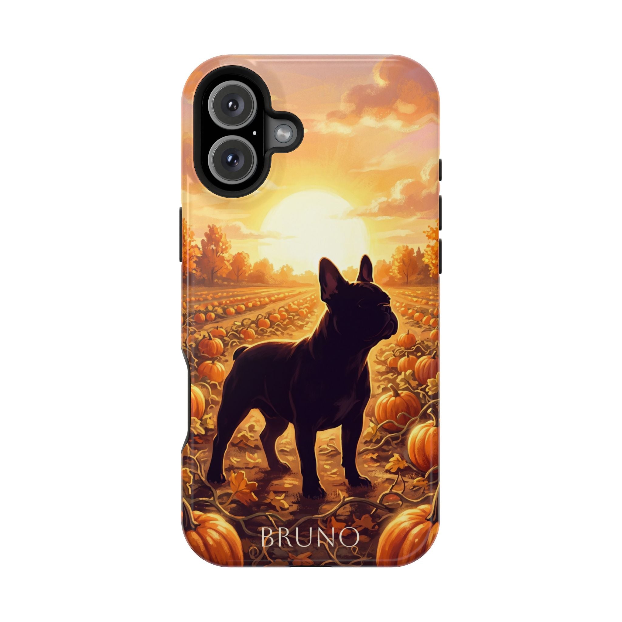 Personalized French Bulldog Pumpkin Patch Phone Case — Wireless Charging Cover