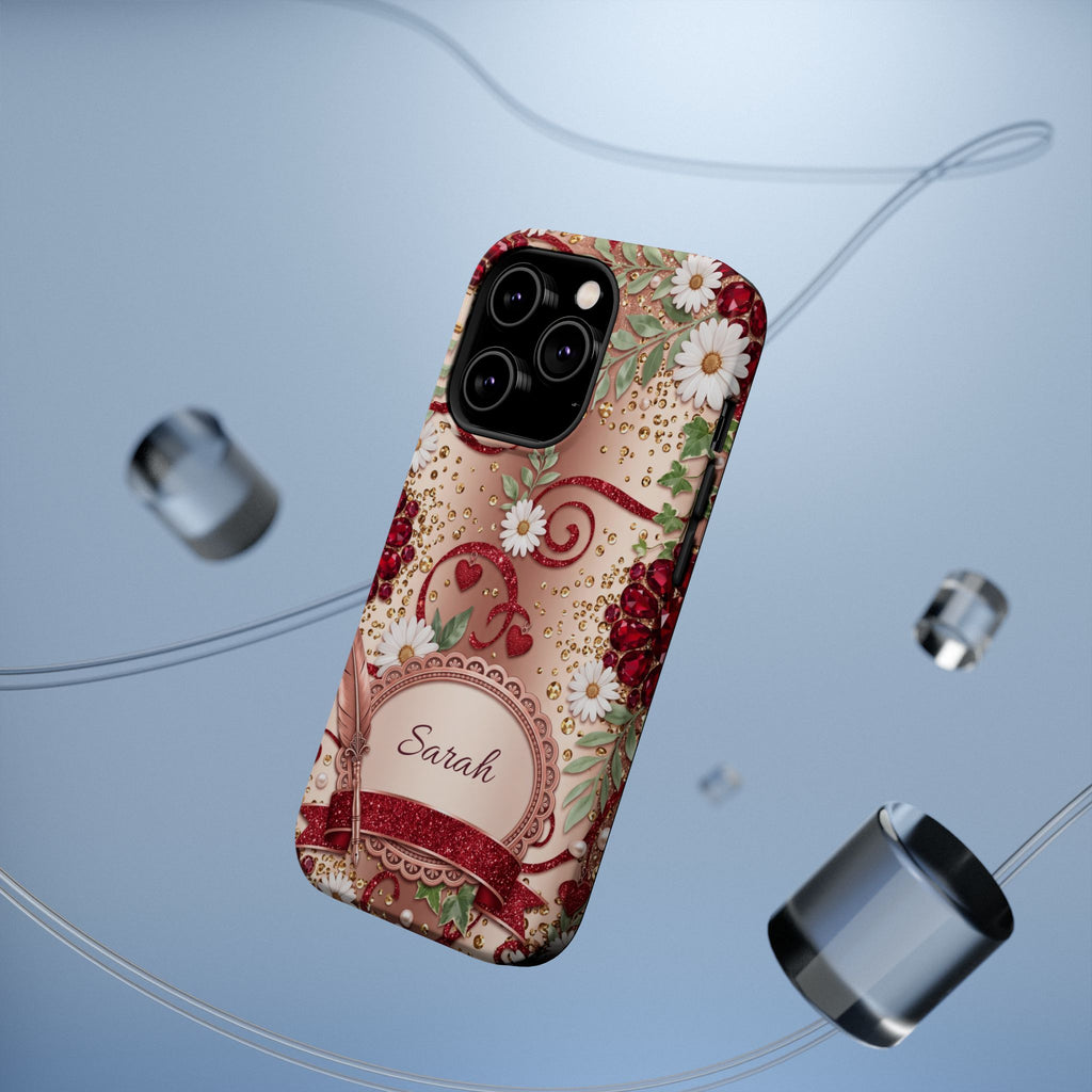 Personalized Vintage Floral Teacher Phone Case — Wireless Charging Cover
