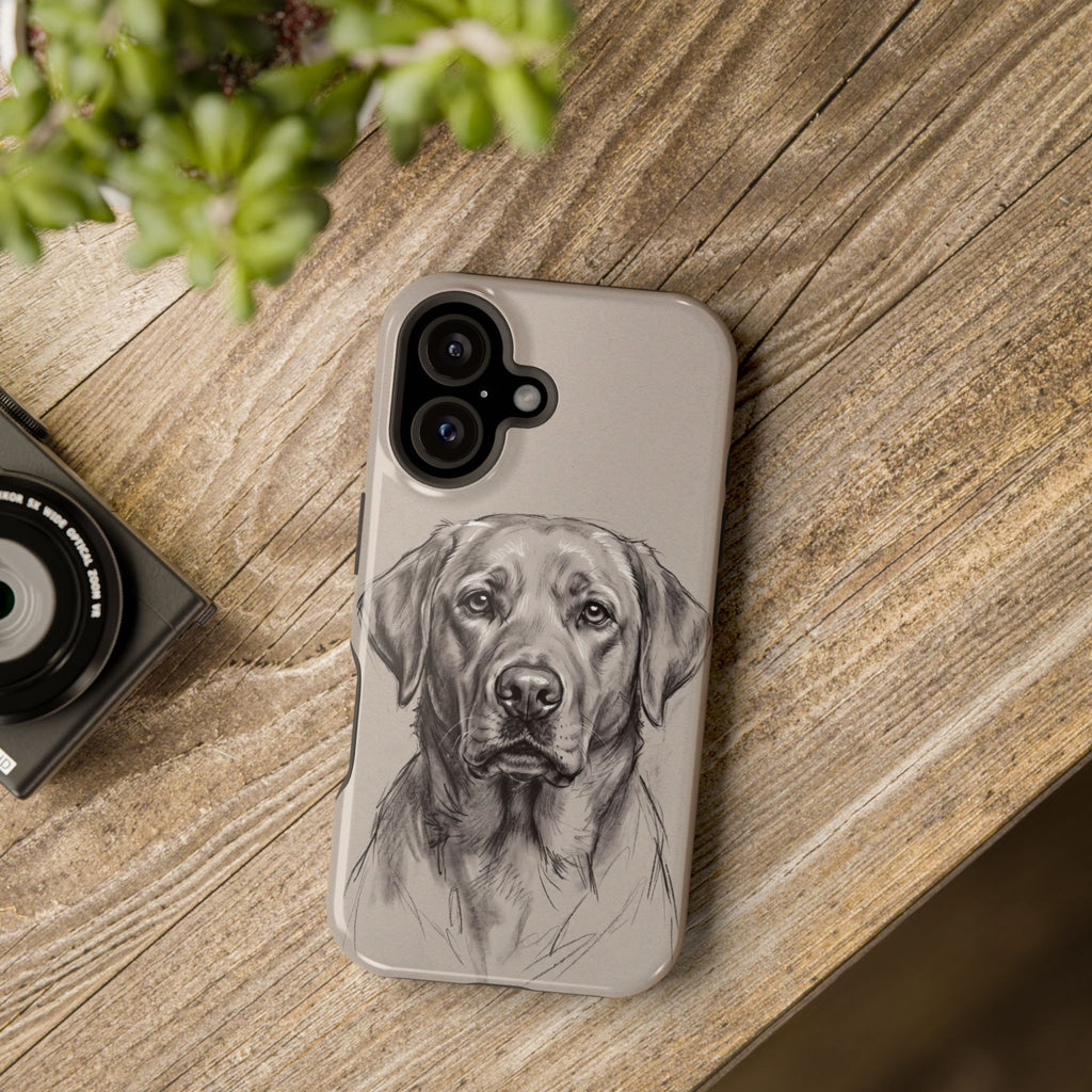 Charcoal Sketch Labrador Phone Case — Tough Magnetic Case with Wireless Charging