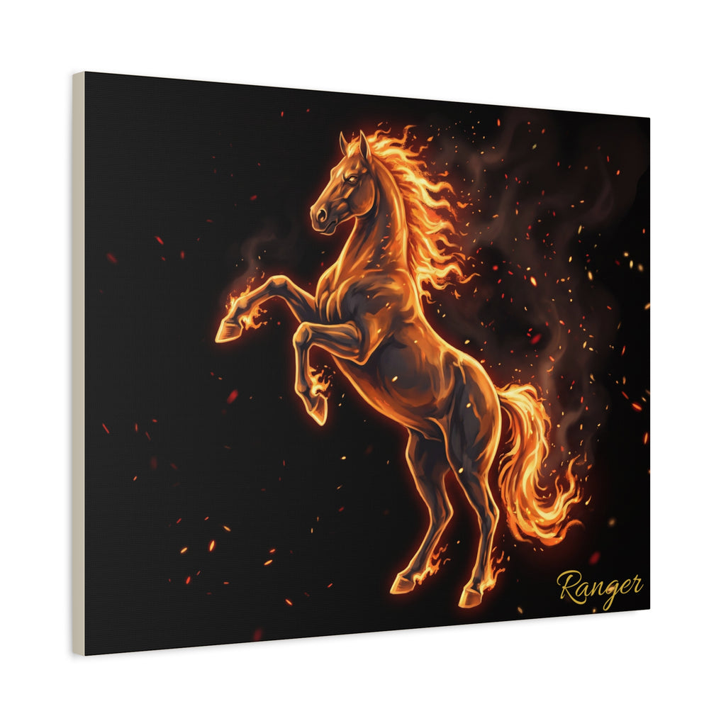 Horse Personalized Canvas | Fire and Embers Rearing Horse Wall Art