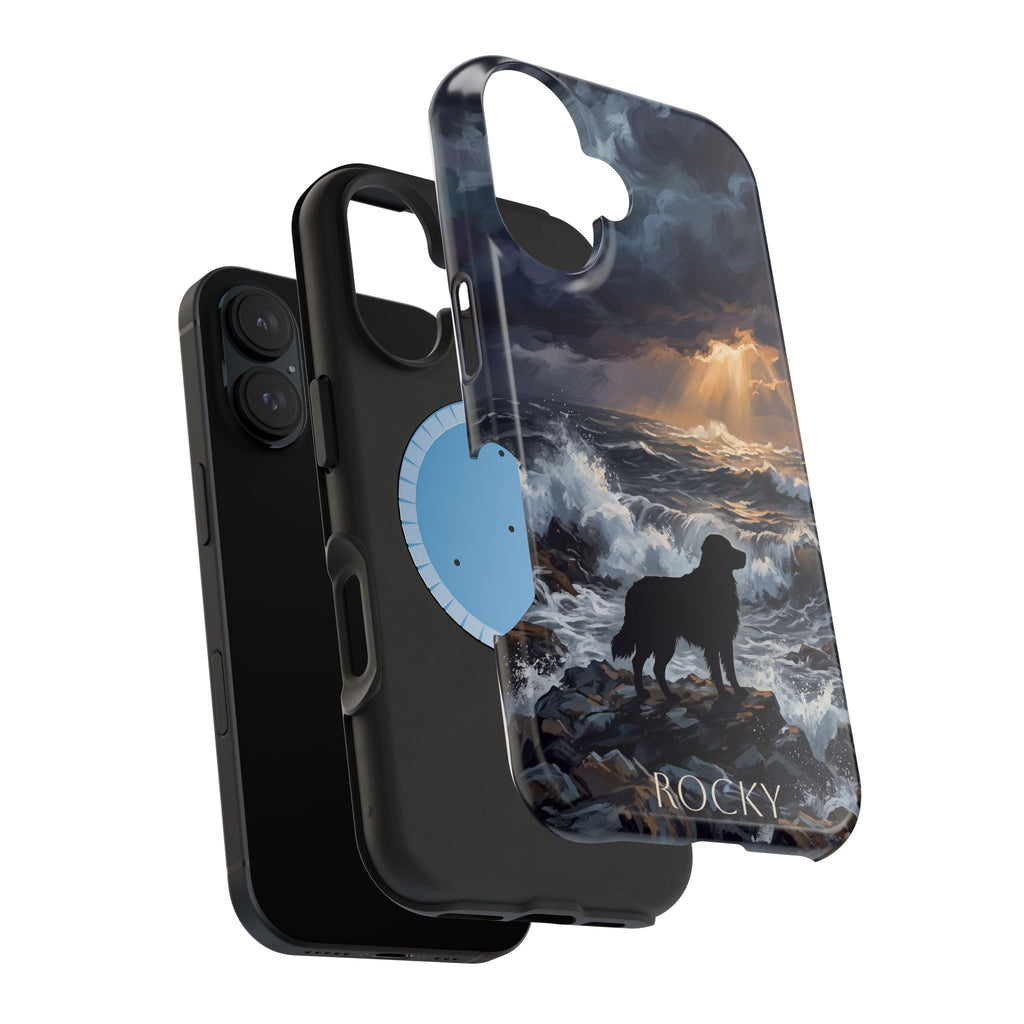 Personalized Golden Retriever Stormy Sea Phone Case — Wireless Charging Cover