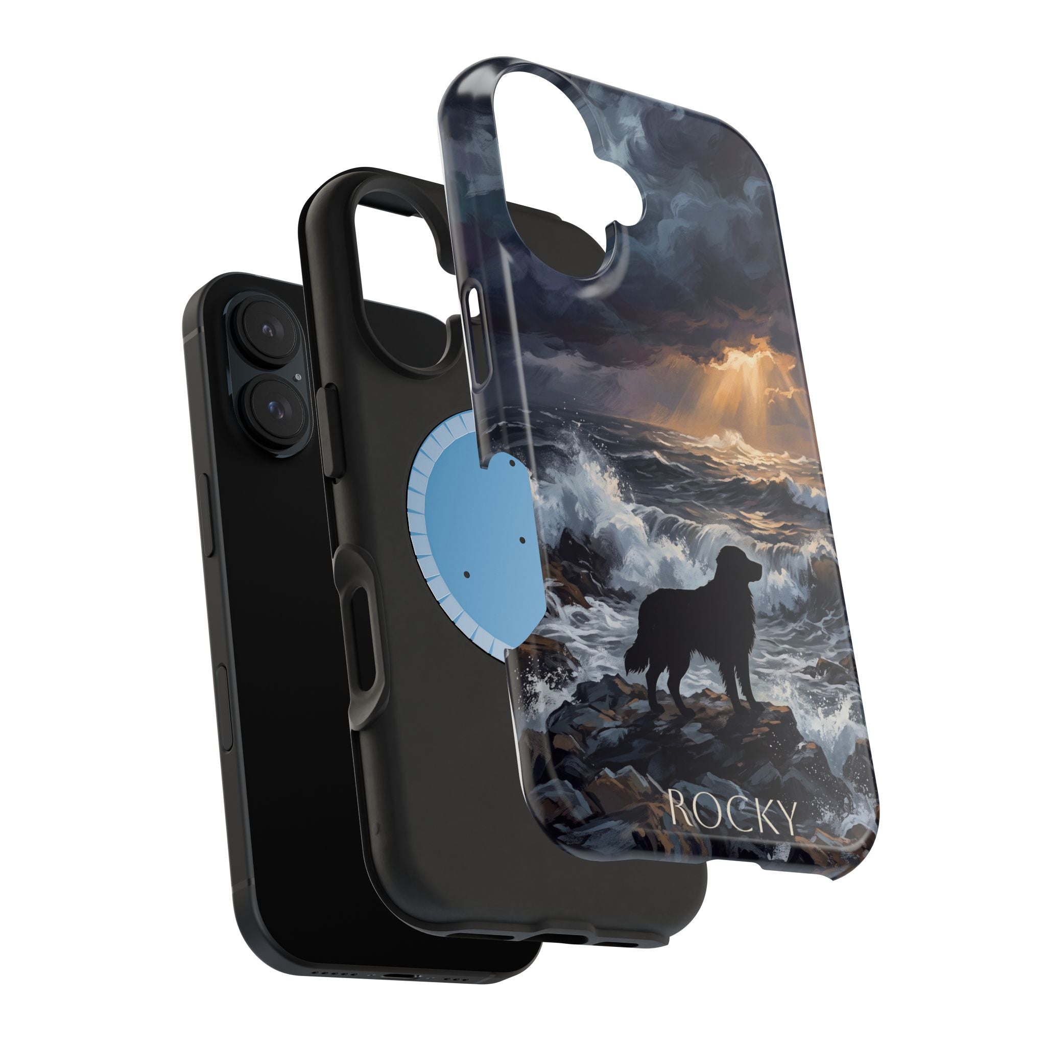 Personalized Golden Retriever Stormy Sea Phone Case — Wireless Charging Cover