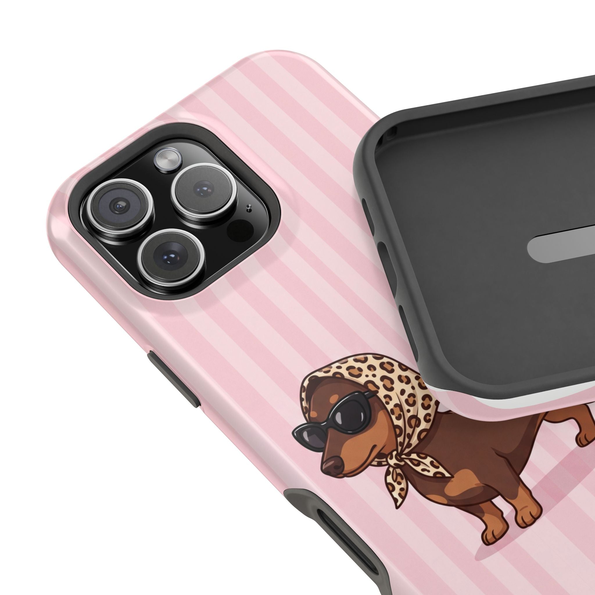 Preppy Dachshund Phone Case — Impact-Resistant Wireless Charging Cover