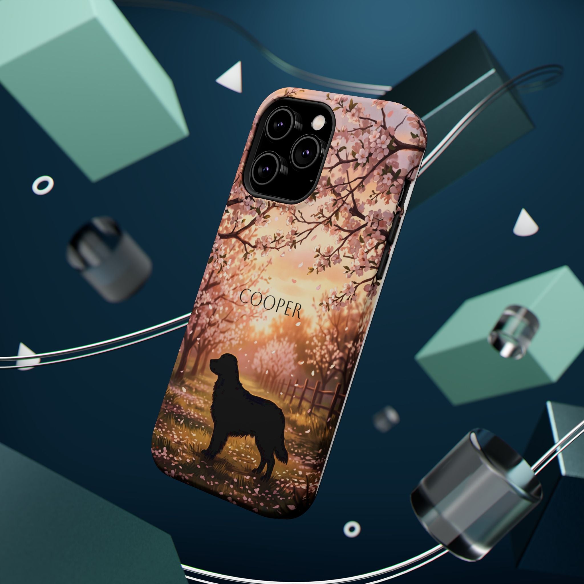 Personalized Golden Retriever Autumn Forest Phone Case — Wireless Charging Cover
