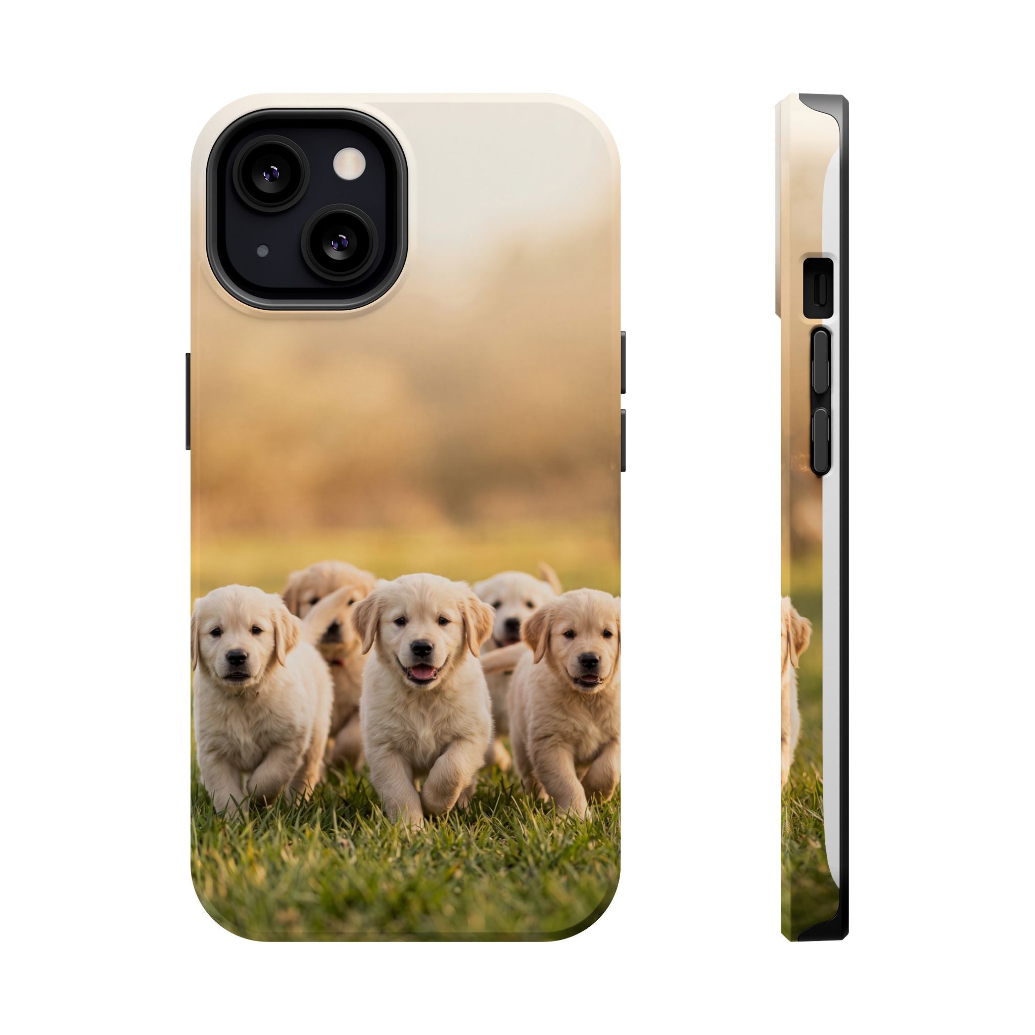 Golden Retriever Puppies Phone Case — Impact-Resistant Wireless Charging Cover