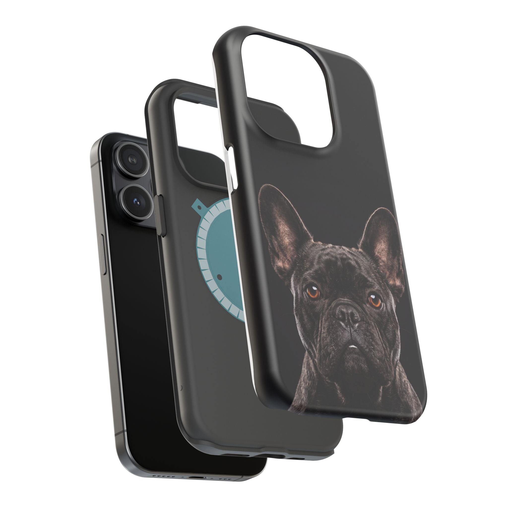 Black French Bulldog Phone Case — Impact-Resistant Wireless Charging Cover