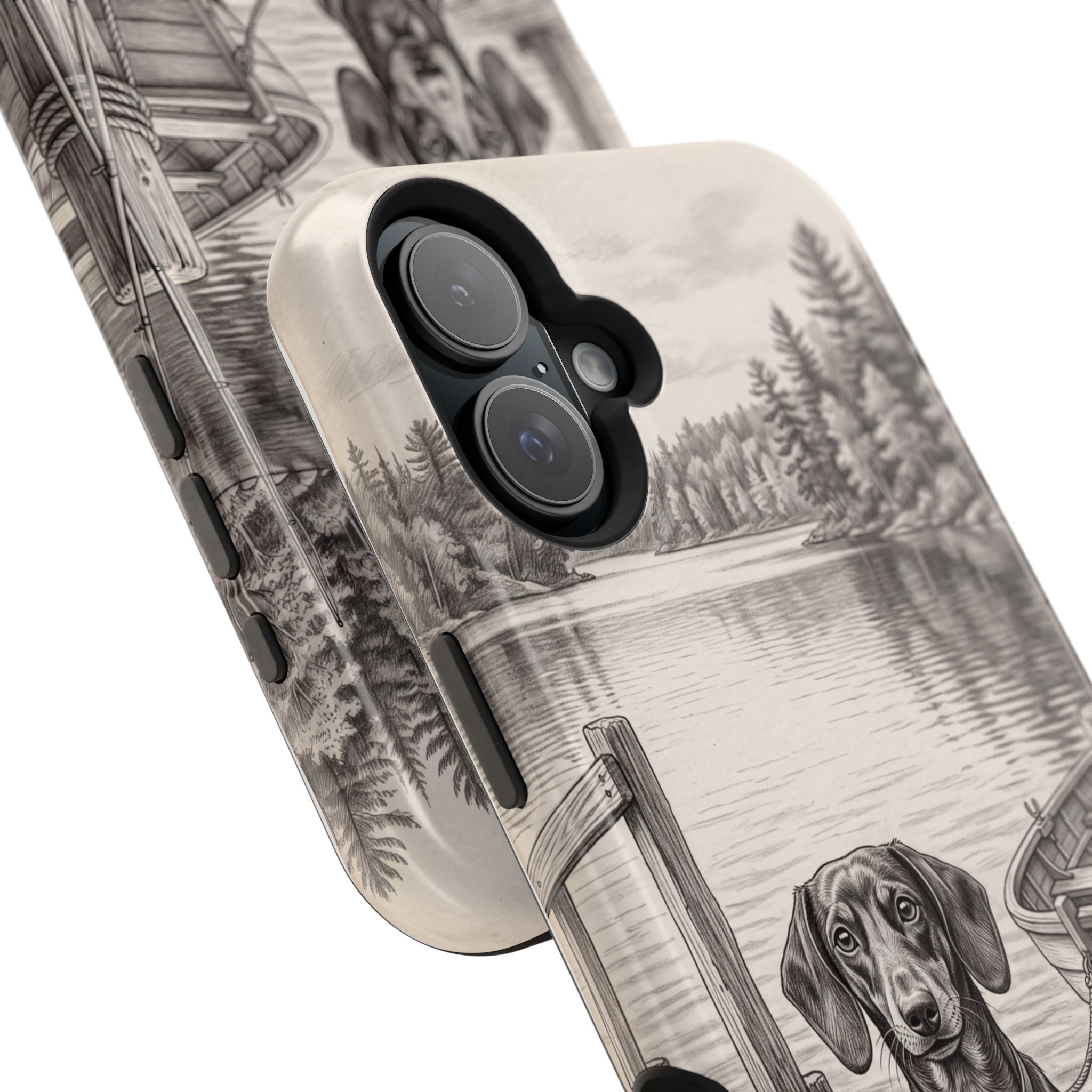 Personalized Dachshund Sunset Beach Phone Case — Wireless Charging Cover
