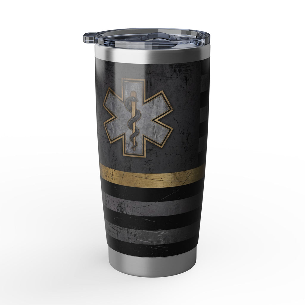 Paramedic/EMT 20oz Tumbler – Thin Gold Line Flag Design