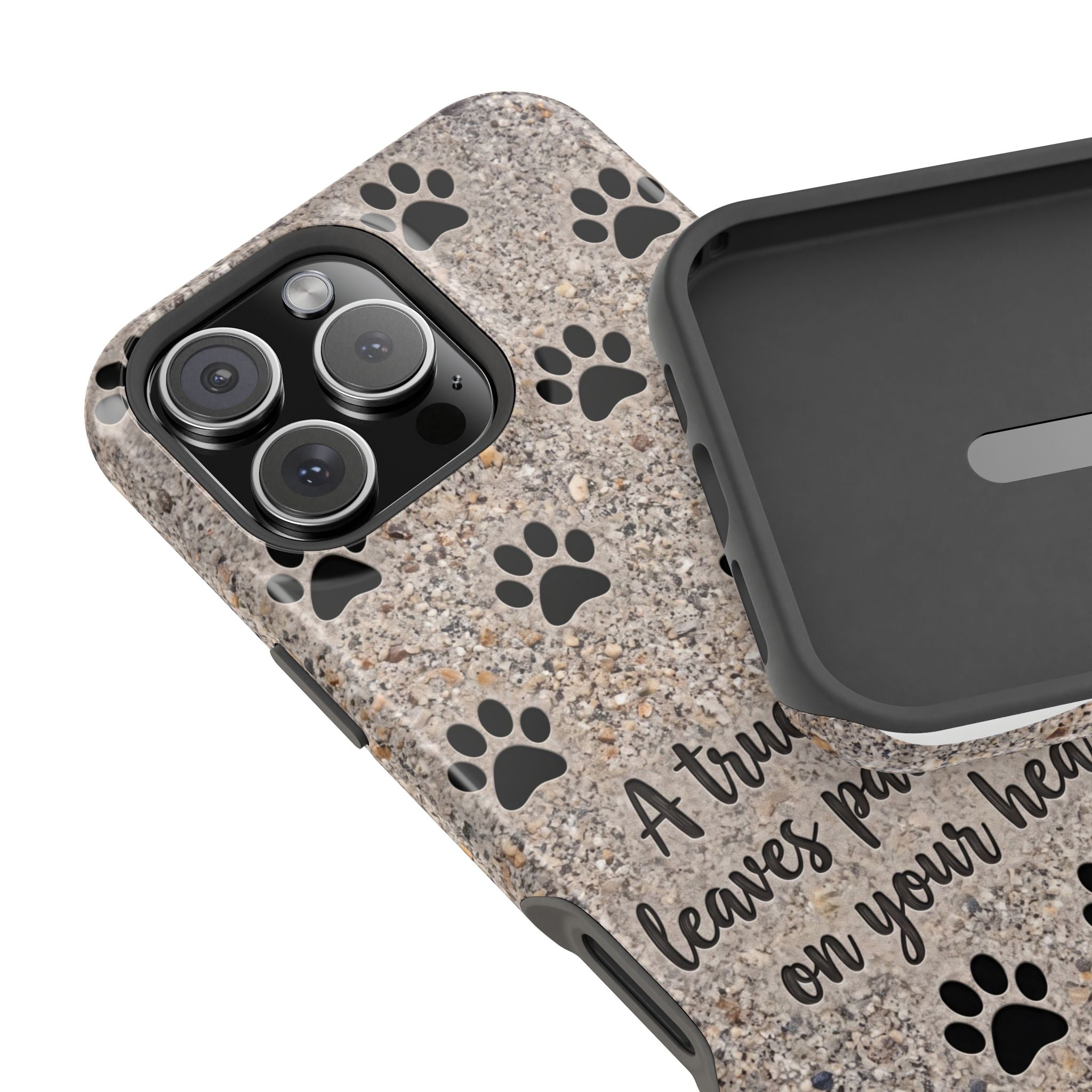 A True Friend Leaves Paw Prints Phone Case — Impact-Resistant Wireless Charging Cover