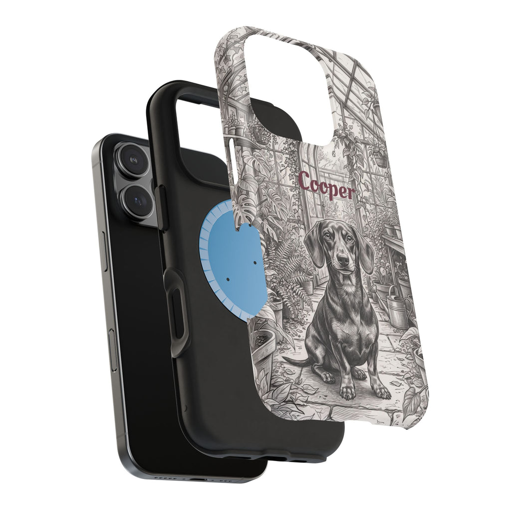 Personalized Dachshund Vintage Greenhouse Phone Case — Wireless Charging Cover