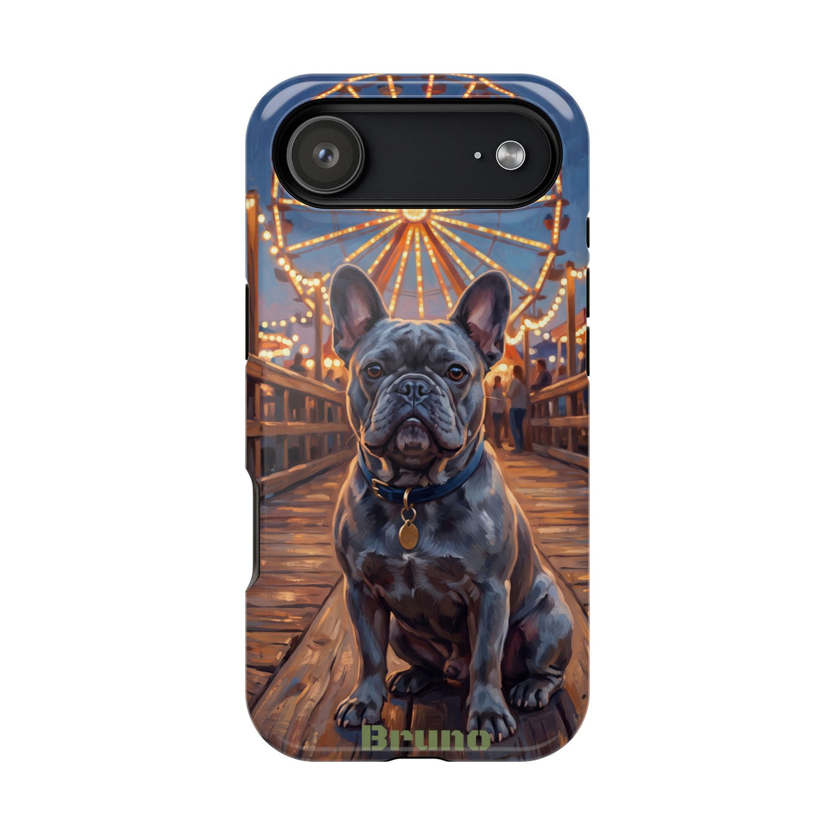 Personalized French Bulldog Pier Lights Phone Case — Wireless Charging Cover