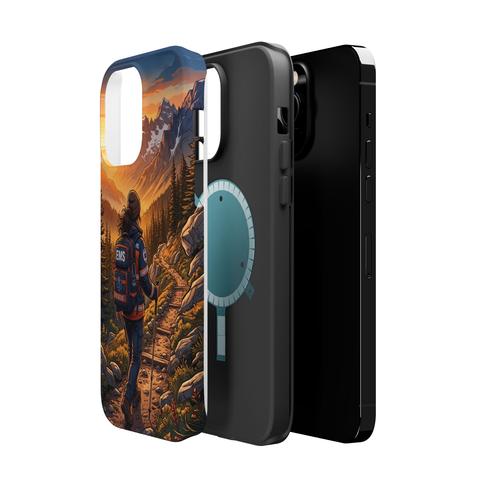 Paramedic/EMT Mountain Phone Case — Magnetic Wireless Charging Cover