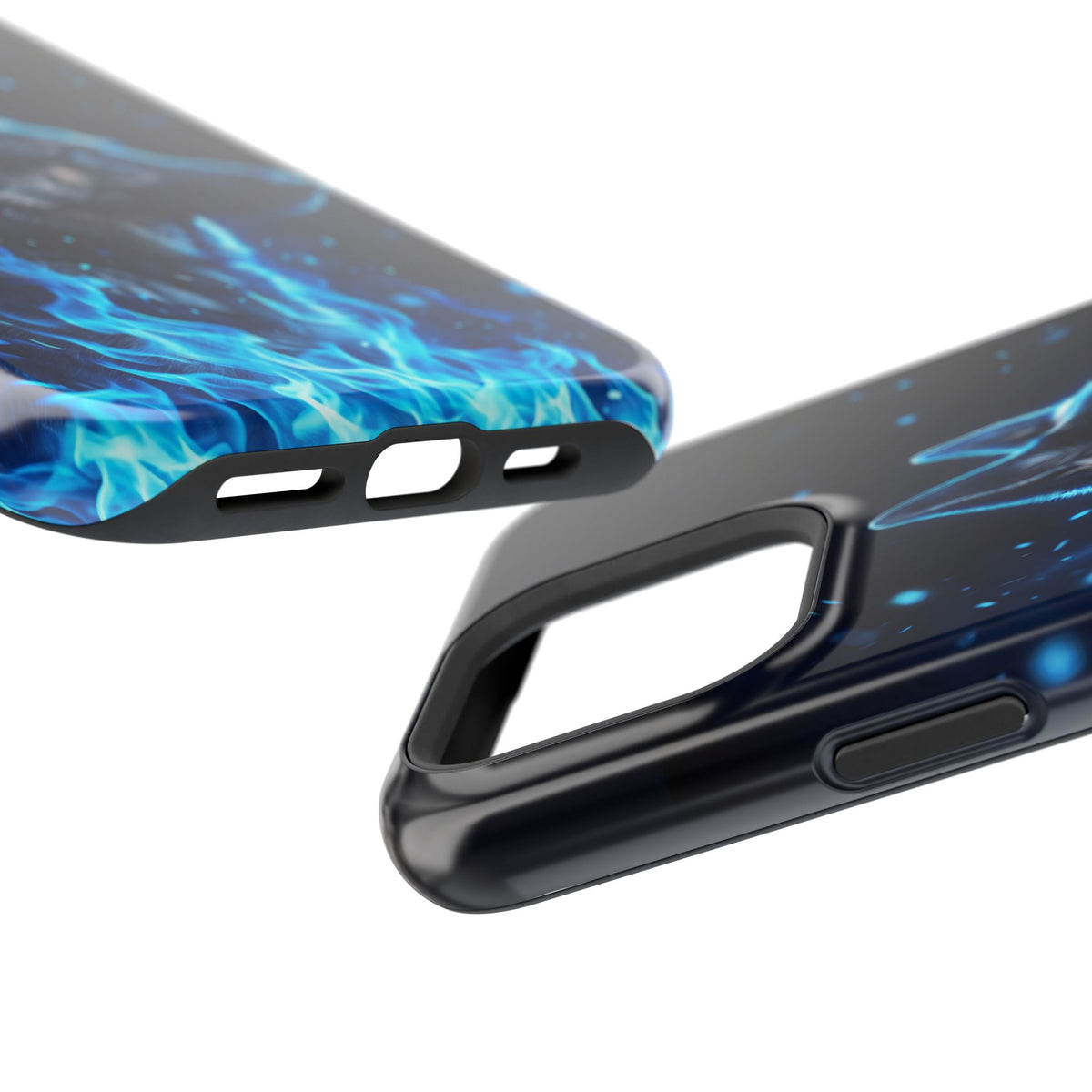 German Shepherd Phone Case | Blue Flame Art — Tough Magnetic Case with Wireless Charging
