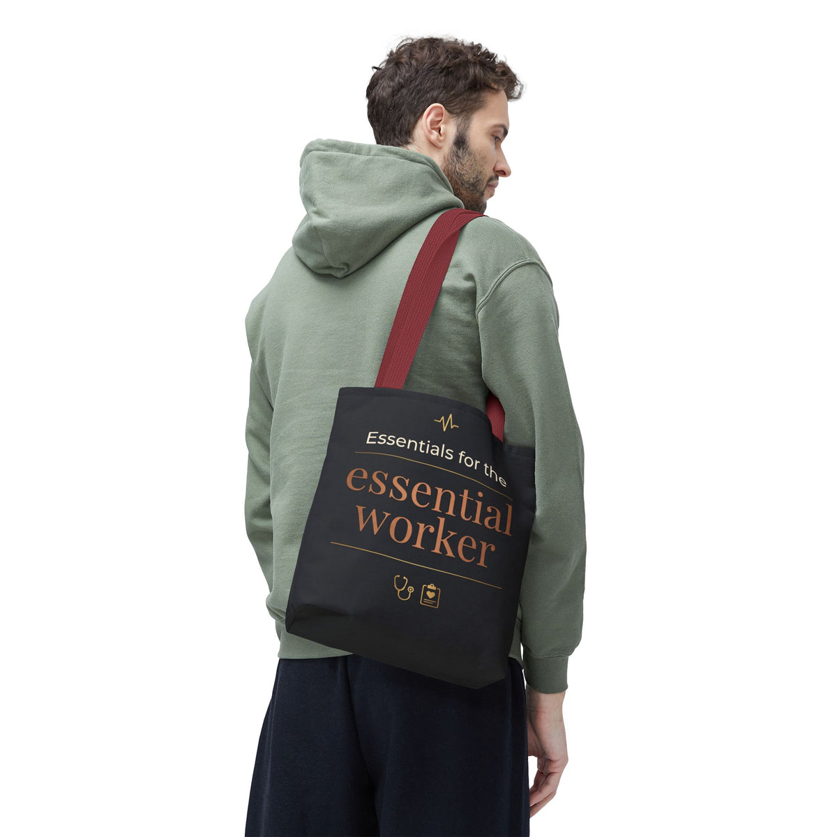 Essentials for the Essential Worker Tote | Healthcare Worker Gift Tote Bag | Nurse Doctor Appreciation Gift | Premium Polyester Carry-All