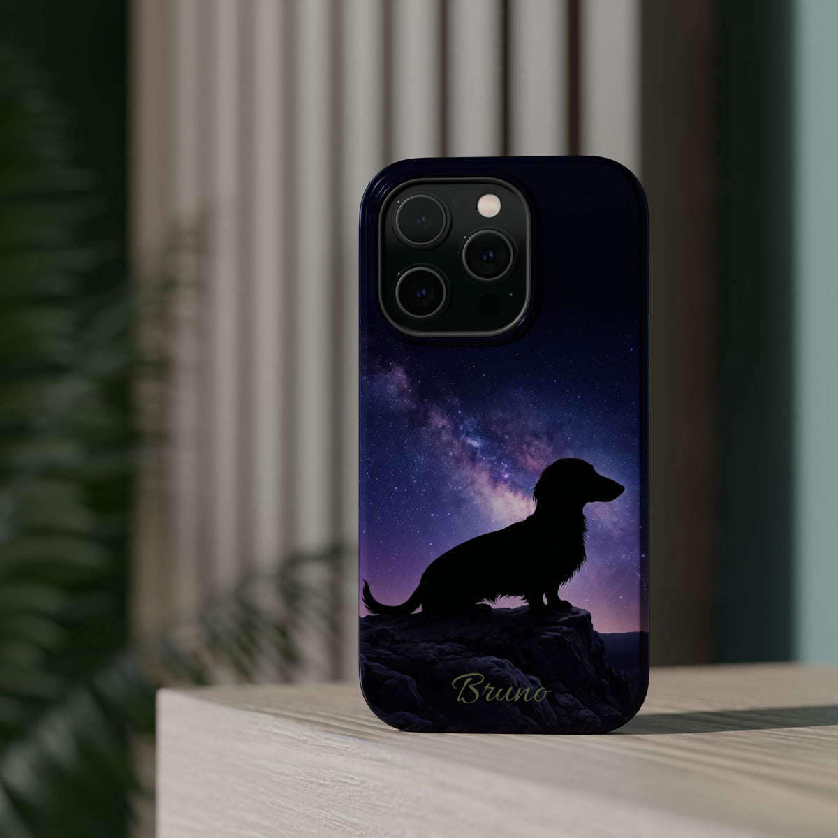 Personalized Dachshund Starry Night Phone Case — Wireless Charging Cover