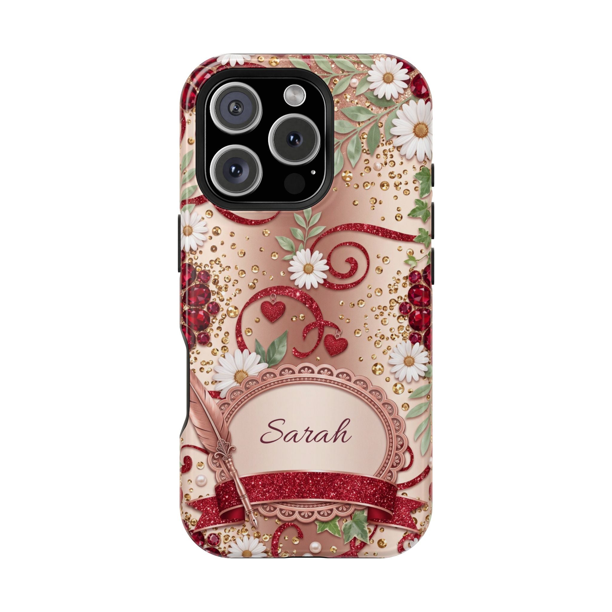 Personalized Vintage Floral Teacher Phone Case — Wireless Charging Cover