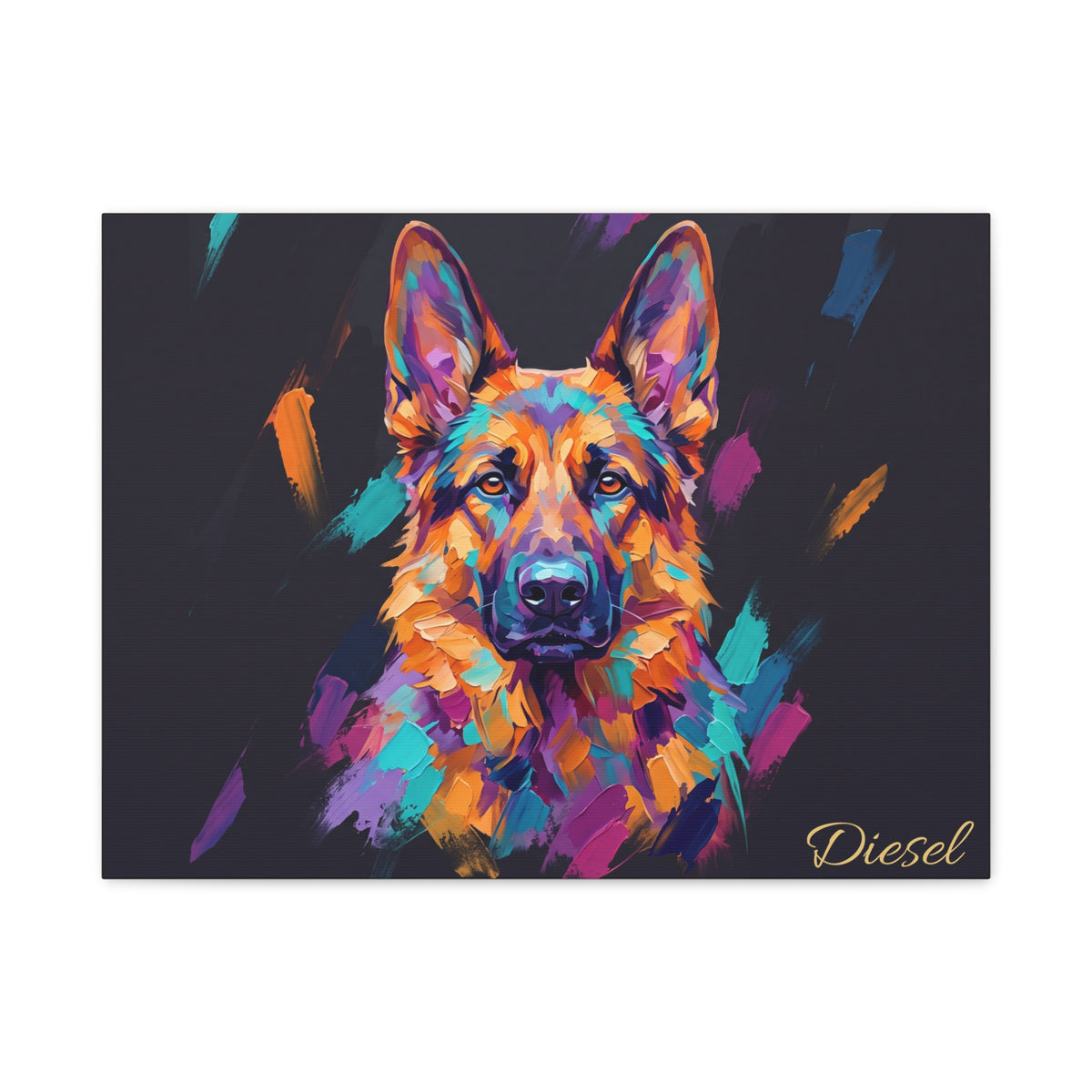 German Shepherd Personalized Canvas | Bold Brushstroke Wall Art
