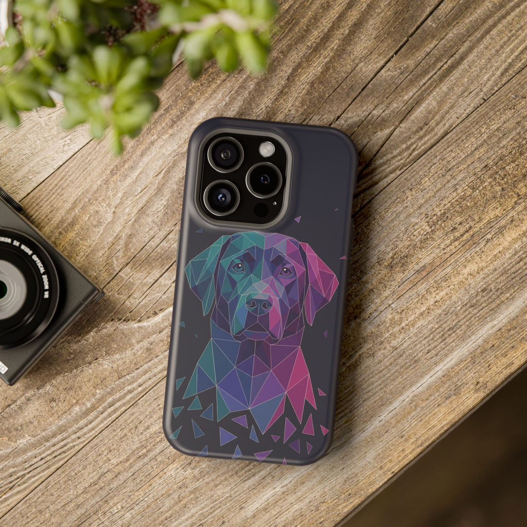 Geometric Labrador Phone Case — Tough Magnetic Case with Wireless Charging