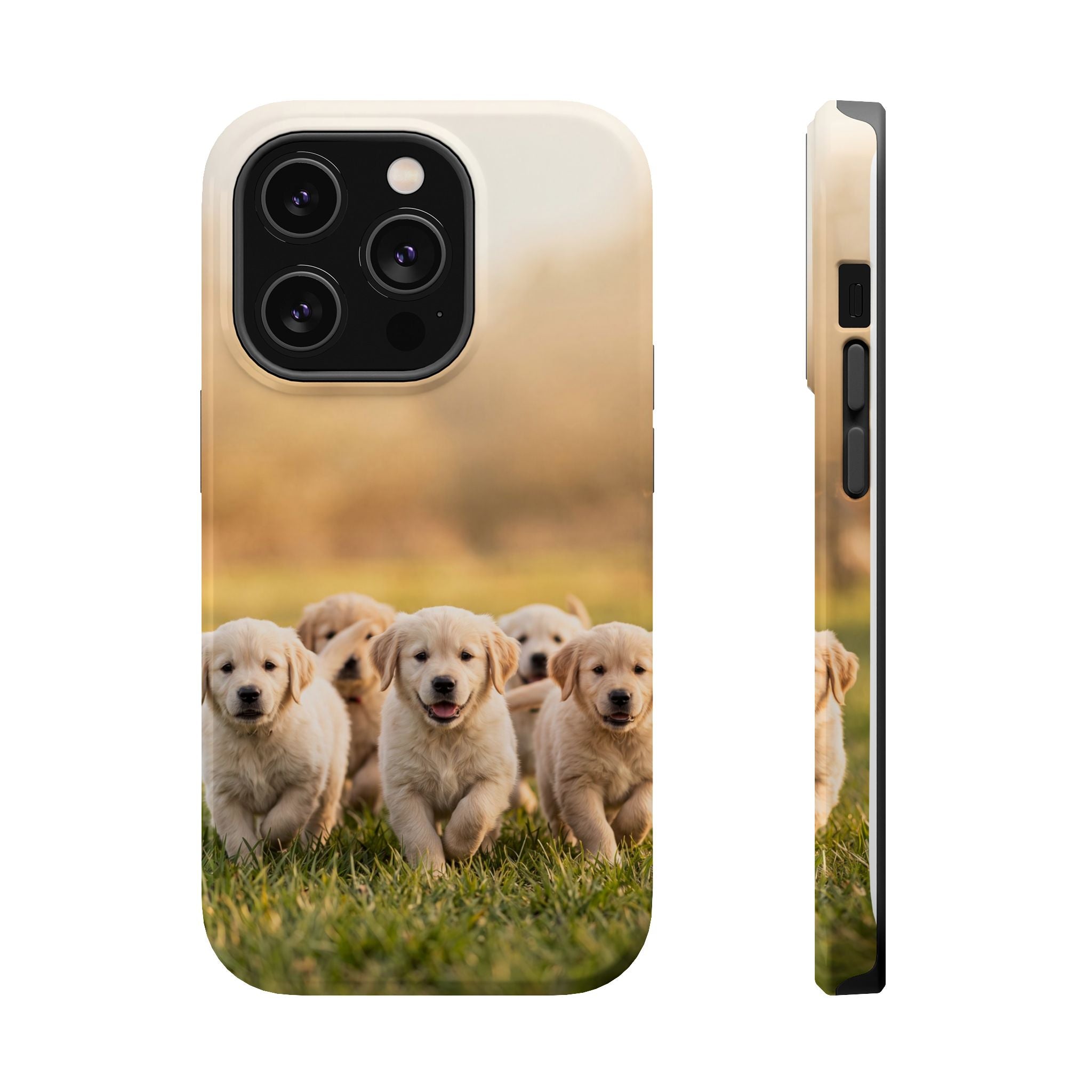 Golden Retriever Puppies Phone Case — Impact-Resistant Wireless Charging Cover