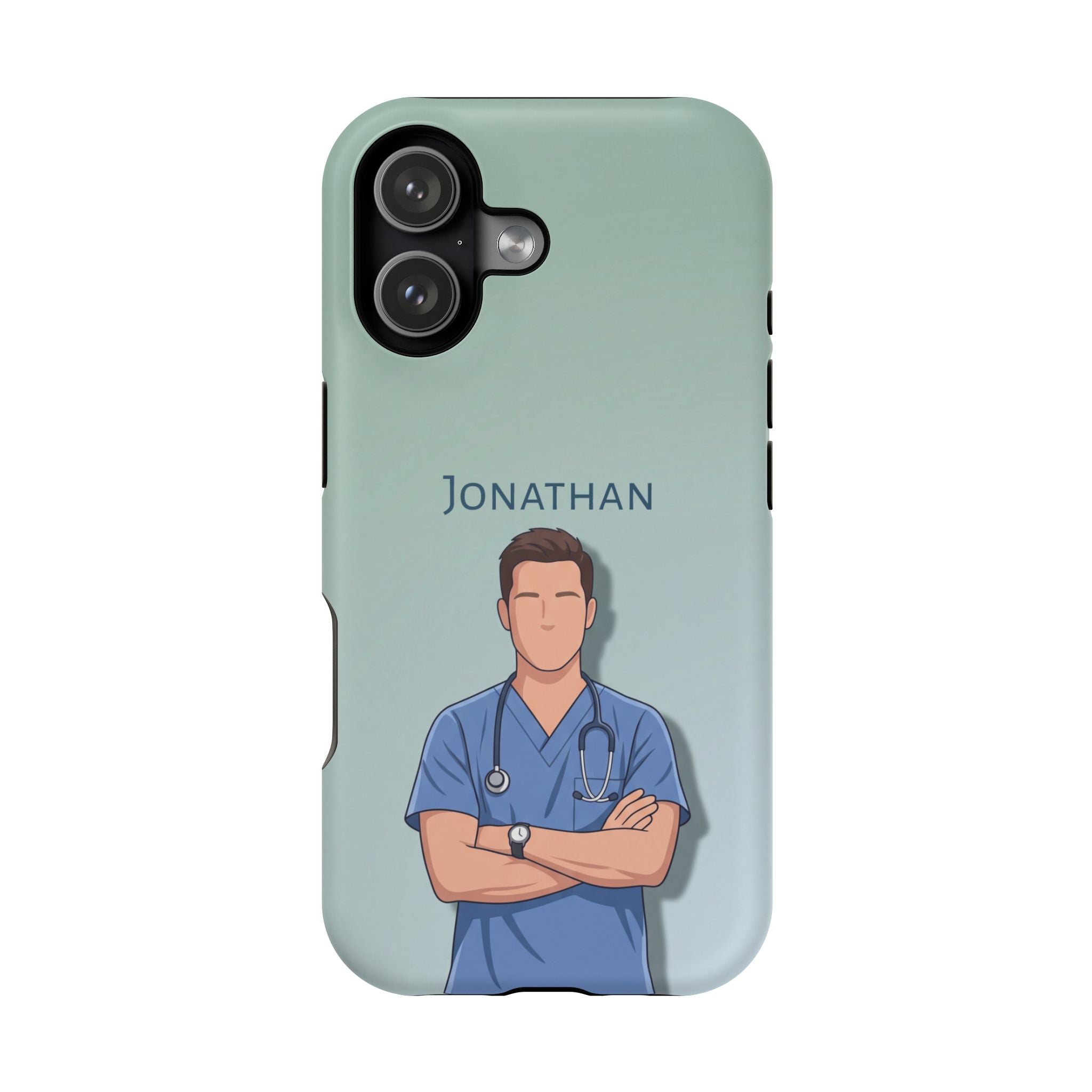 Personalized Nurse Portrait Phone Case — Impact-Resistant Wireless Charging Cover