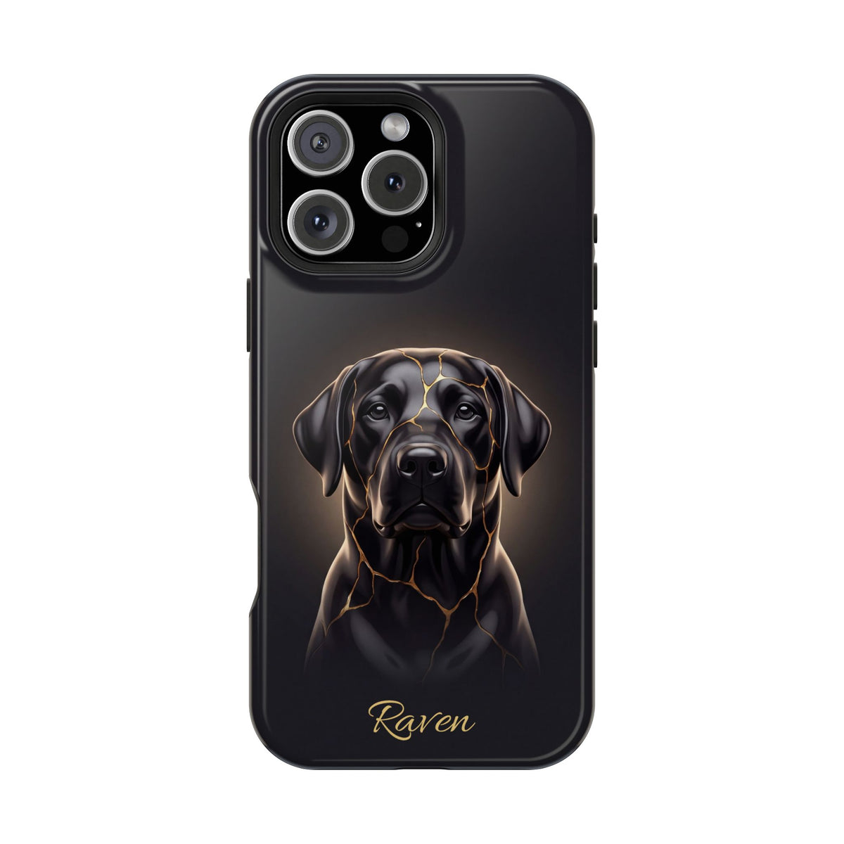 Personalized Obsidian Kintsugi Labrador Phone Case — Tough Magnetic Case with Wireless Charging