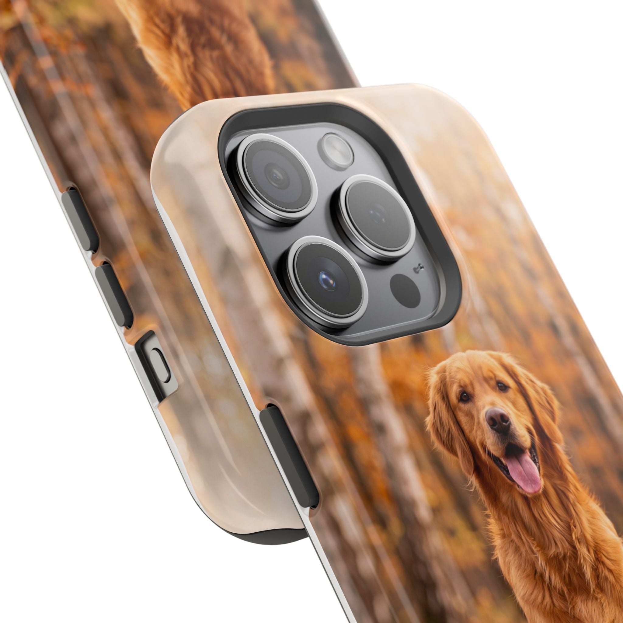 Autumn Golden Retriever Phone Case — Impact-Resistant Wireless Charging Cover