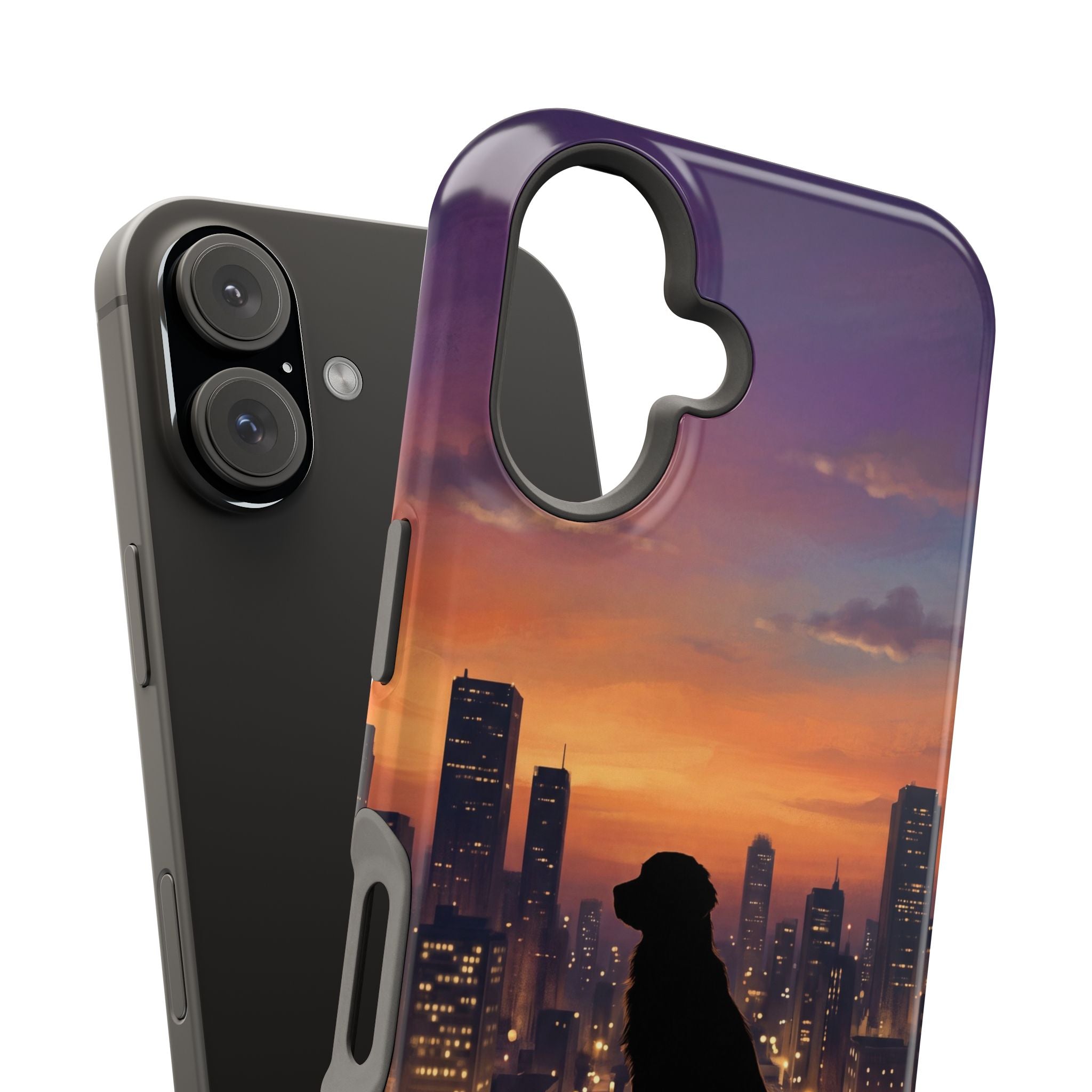 Personalized Golden Retriever City Skyline Phone Case — Wireless Charging Cover