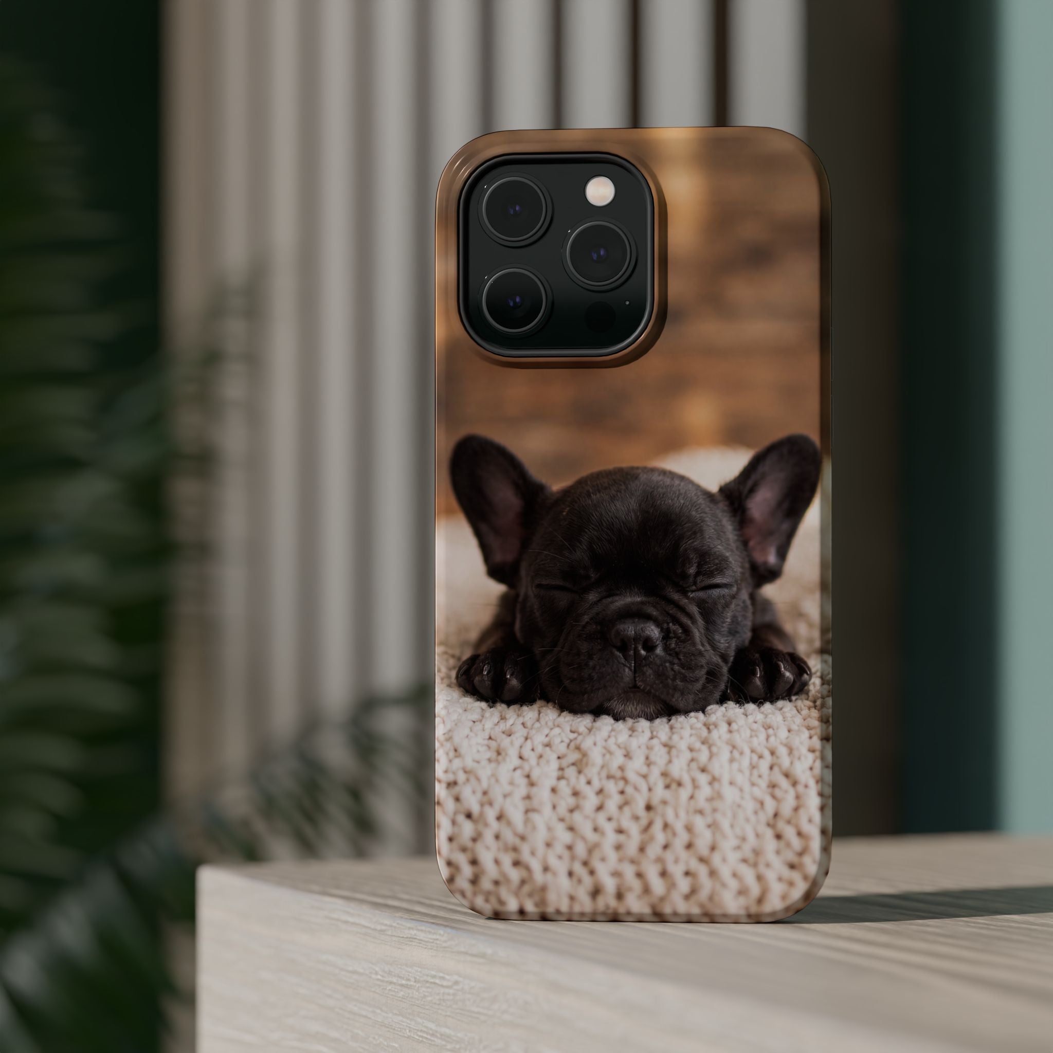 Sleepy French Bulldog Phone Case — Impact-Resistant Wireless Charging Cover