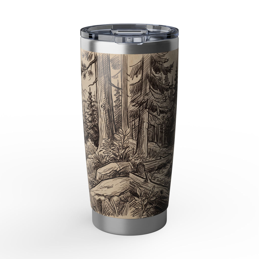 Frenchie Adventure Stainless Tumbler — 20 oz Personalized Travel Mug with Mountain Campfire Design