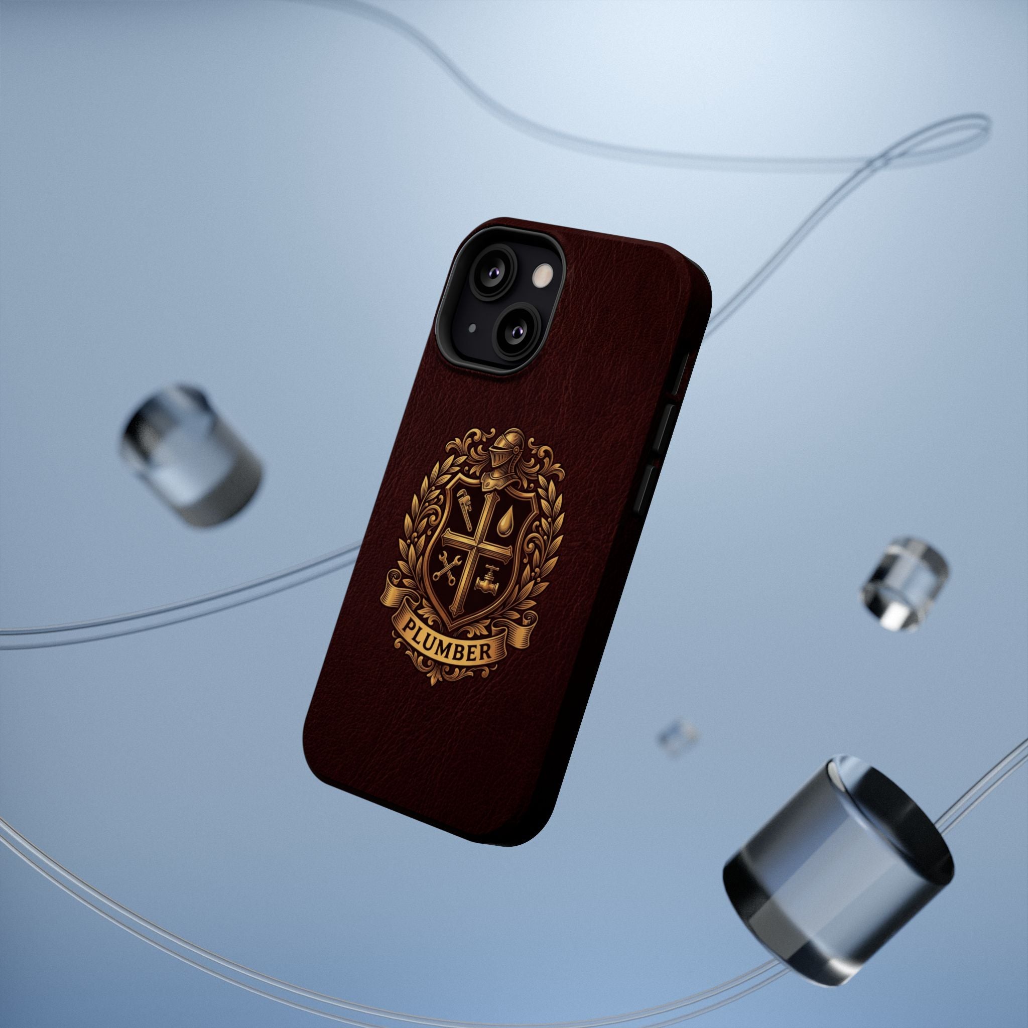 Plumber Crest Phone Case — Heraldic Shield Design Wireless Charging Cover