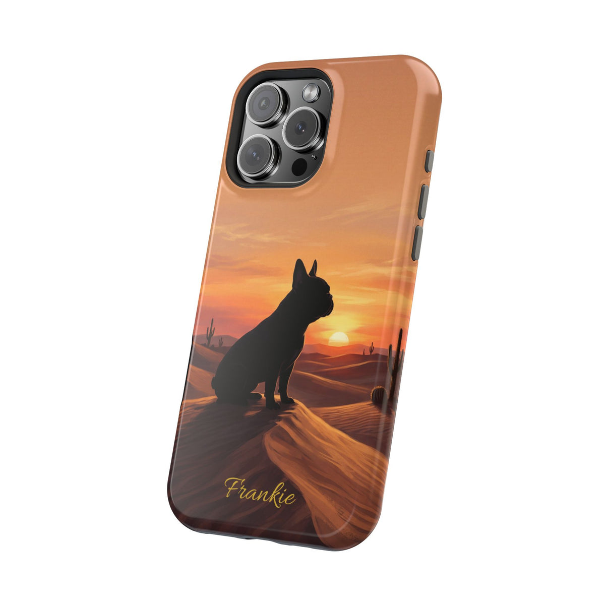 Personalized French Bulldog Desert Sunset Phone Case — Wireless Charging Cover