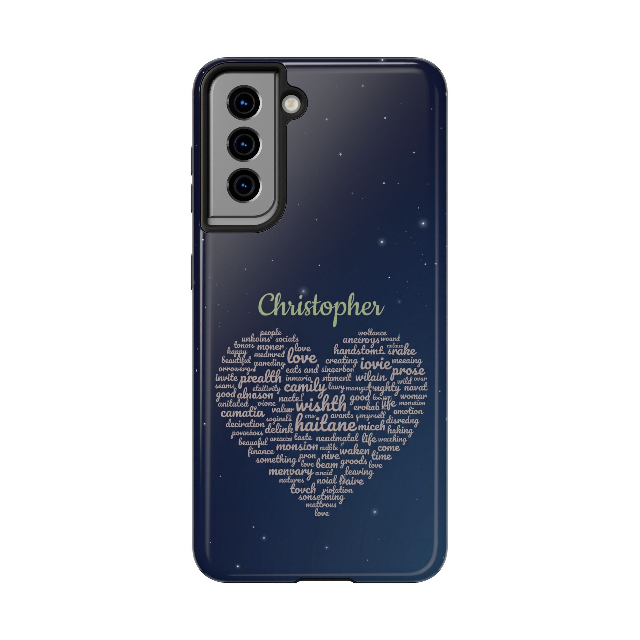 Personalized Teacher Heart Word Cloud Phone Case — Custom Name Starry Design