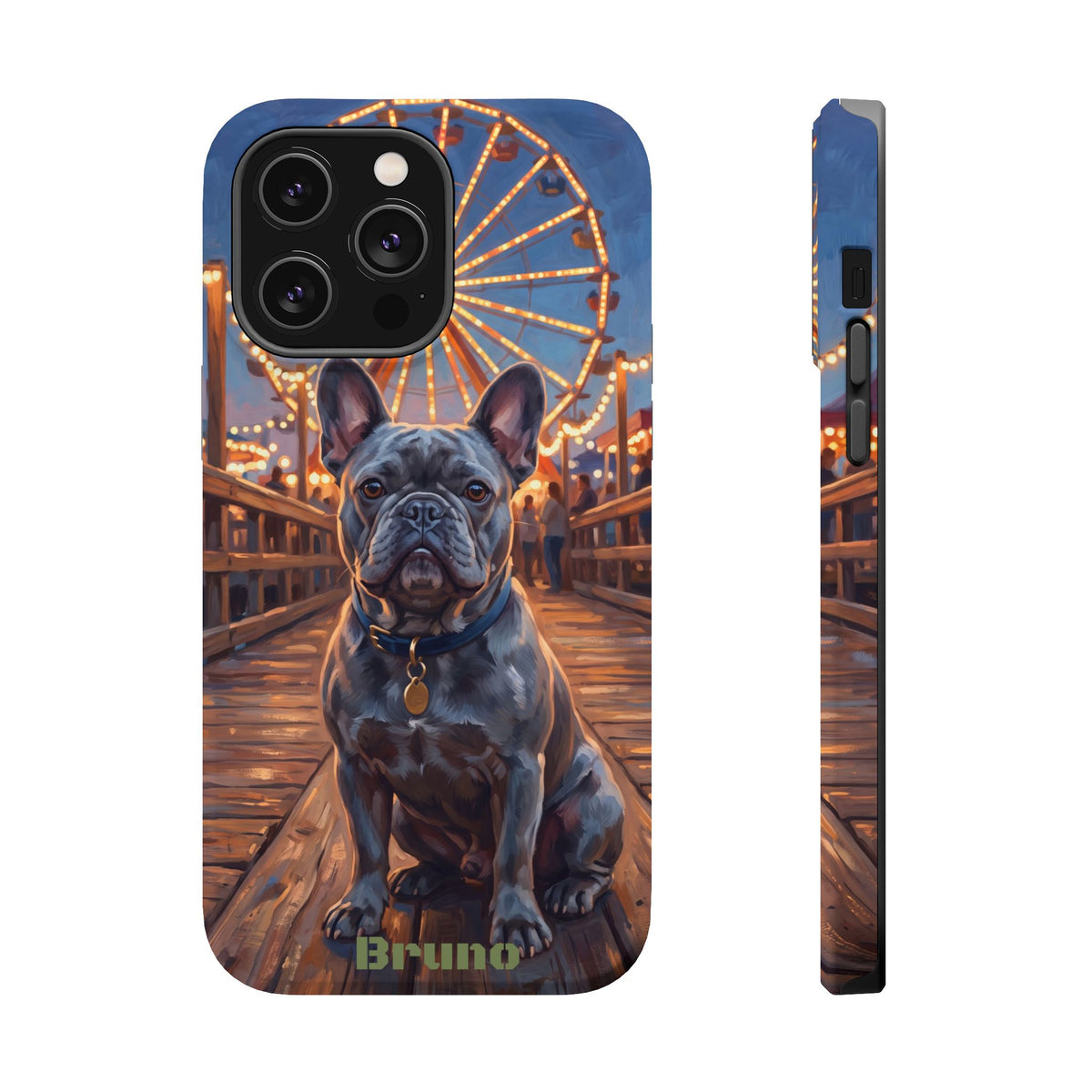 Personalized French Bulldog Pier Lights Phone Case — Wireless Charging Cover