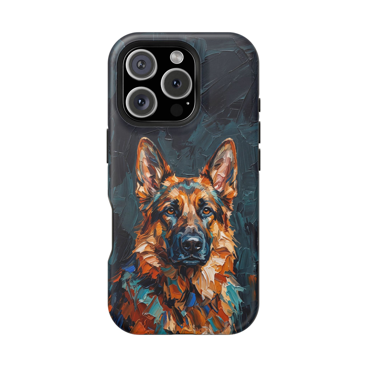 German Shepherd Phone Case | Palette Knife Painting Art — Tough Magnetic Case with Wireless Charging