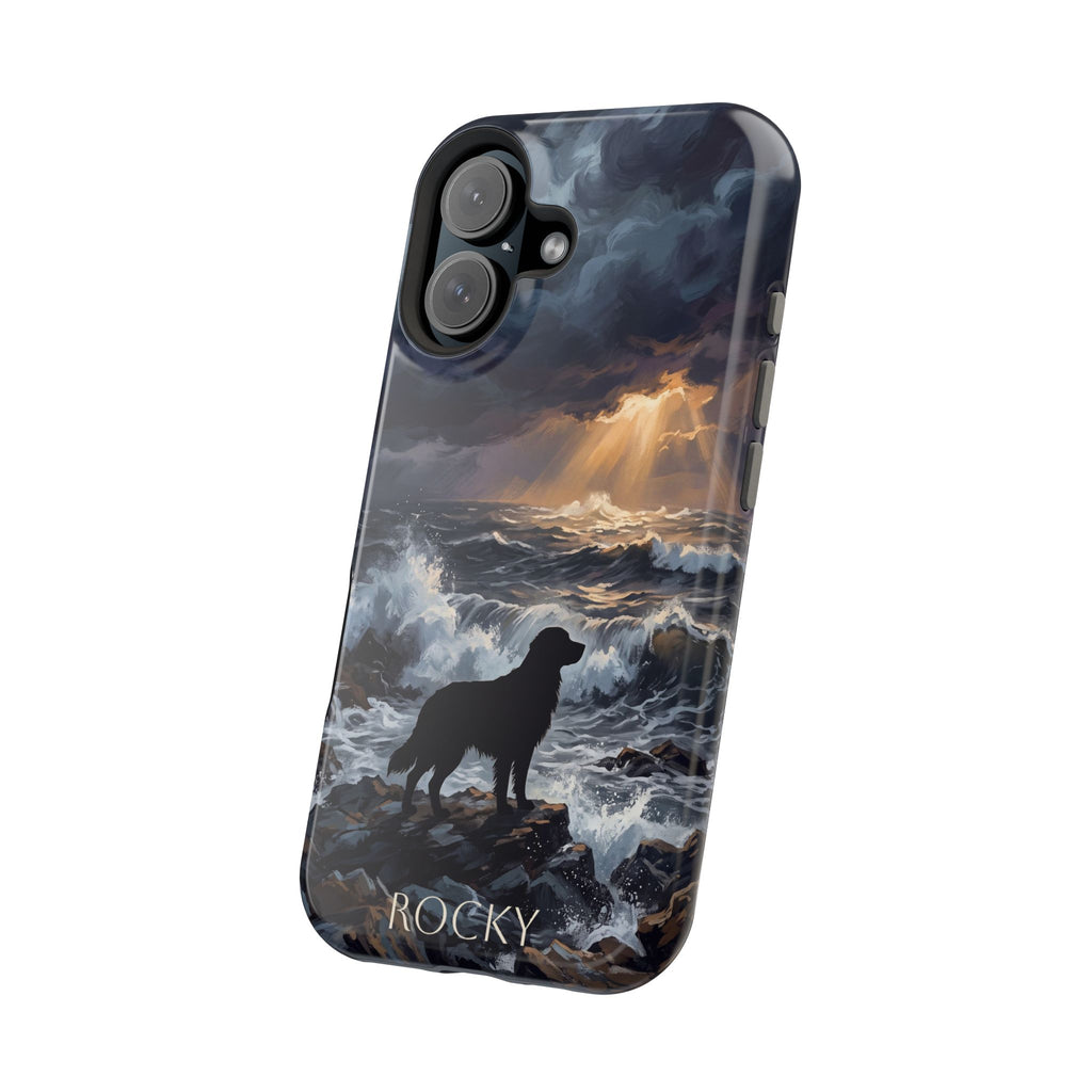 Personalized Golden Retriever Stormy Sea Phone Case — Wireless Charging Cover